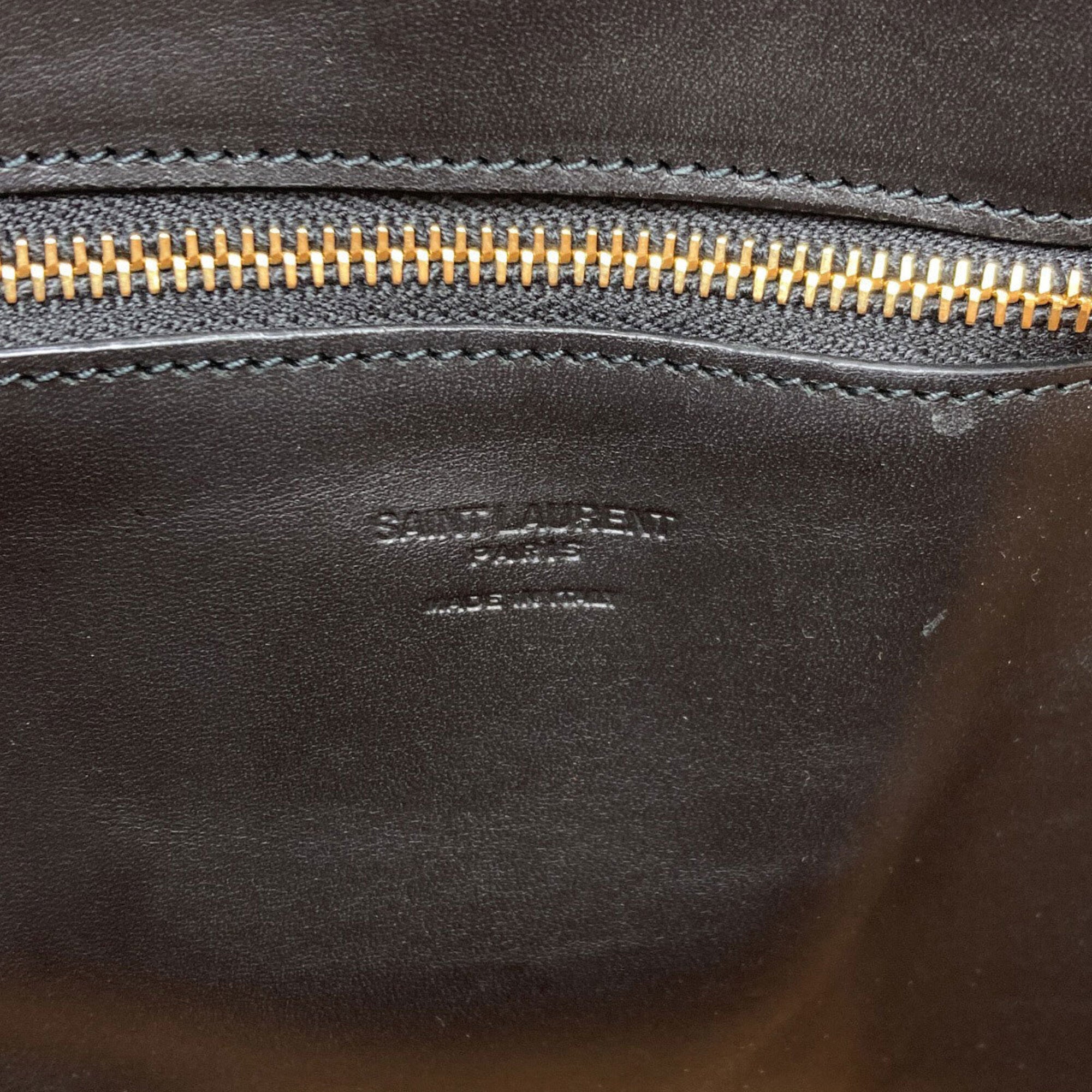 Yves Saint Laurent Black Brown Raffia Leather Tote Bag (Pre-Owned)