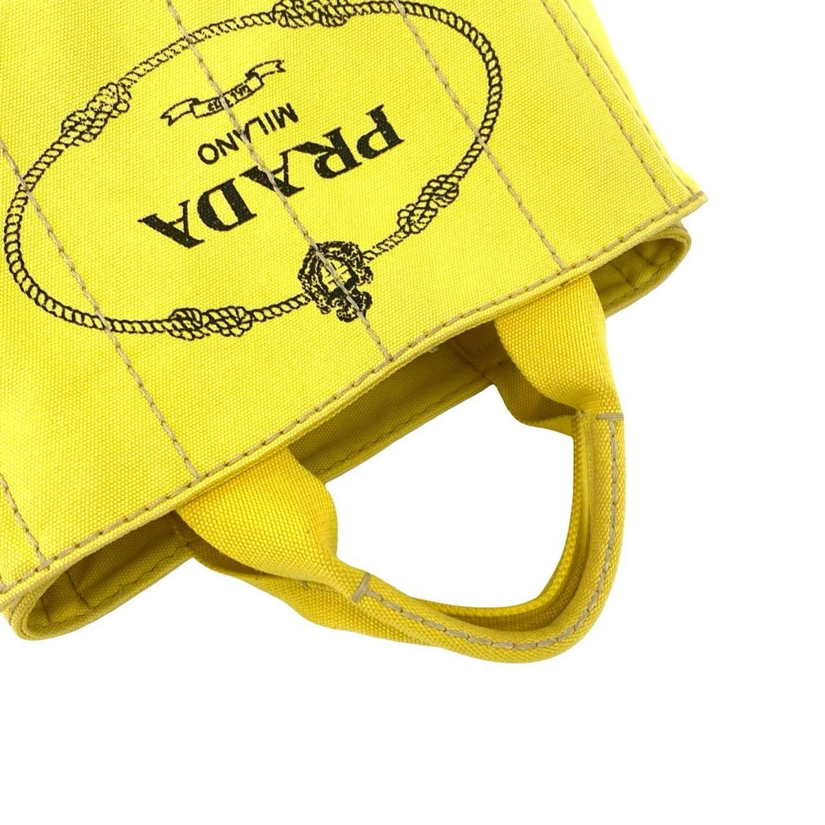 Prada Yellow Canvas Handbag Shoulder Bag Tote Bag (Pre-Owned)