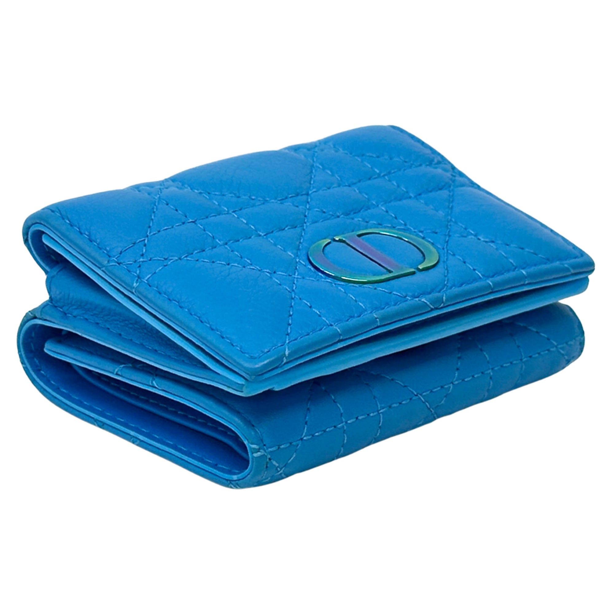 Christian Dior Blue Leather Wallet (Tri-Fold) (Pre-Owned)