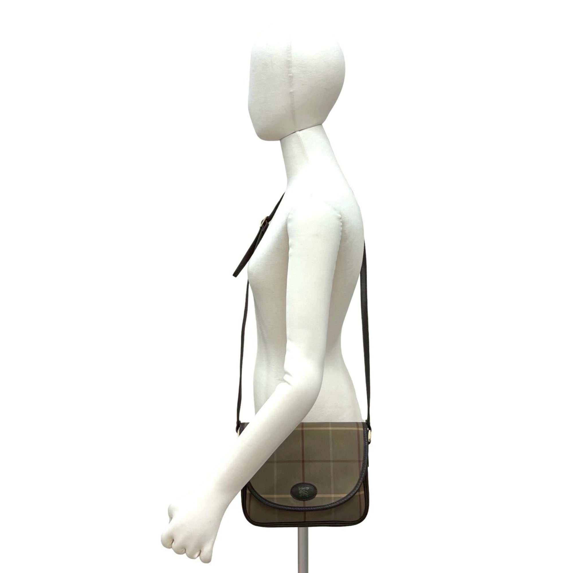 Burberry Brown Khaki Canvas Leather Shoulder Bag (Pre-Owned)