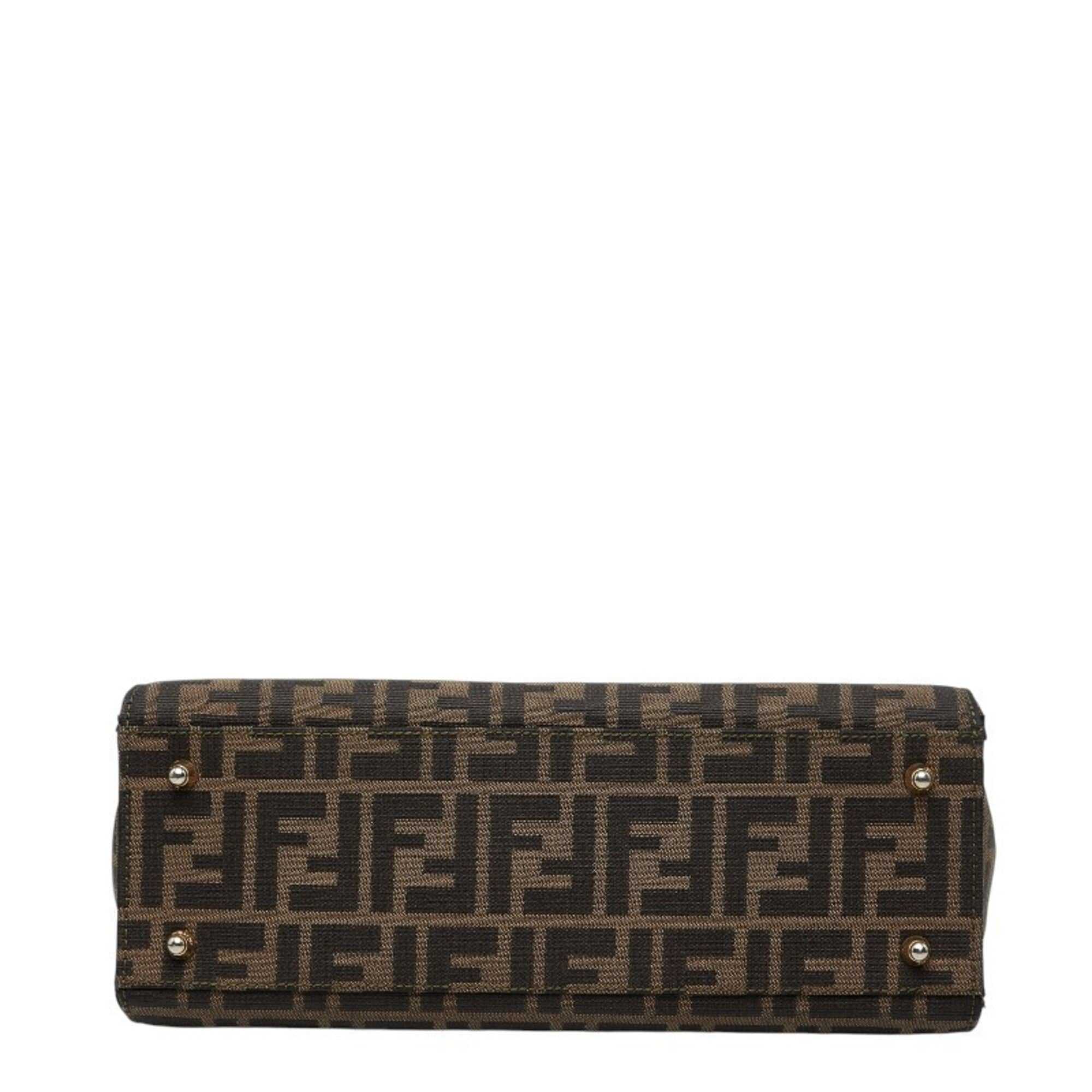 Fendi Brown Canvas Leather Handbag Shoulder Bag (Pre-Owned)