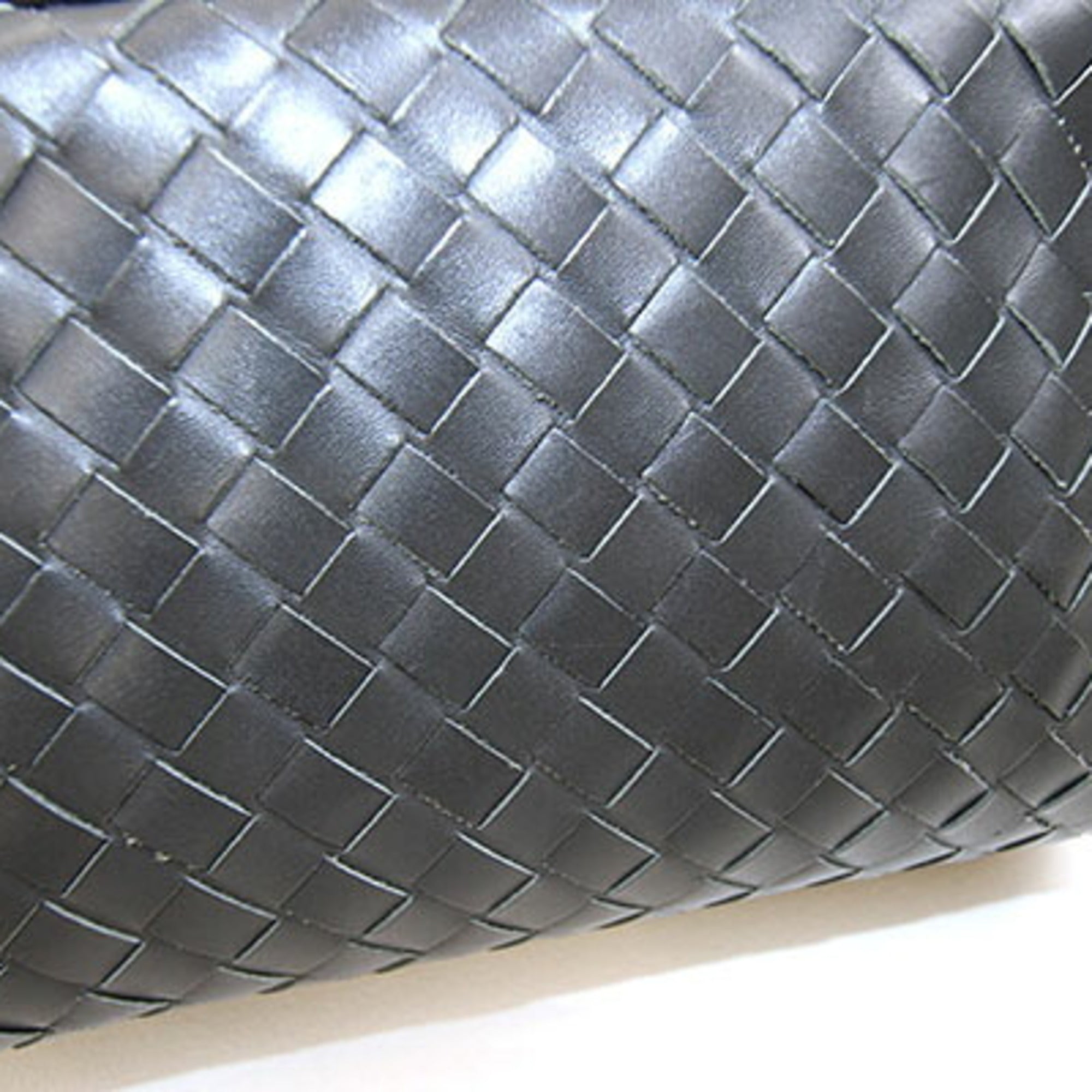 Bottega Veneta Intrecciato Dark Gray Leather Pouch (Pre-Owned)