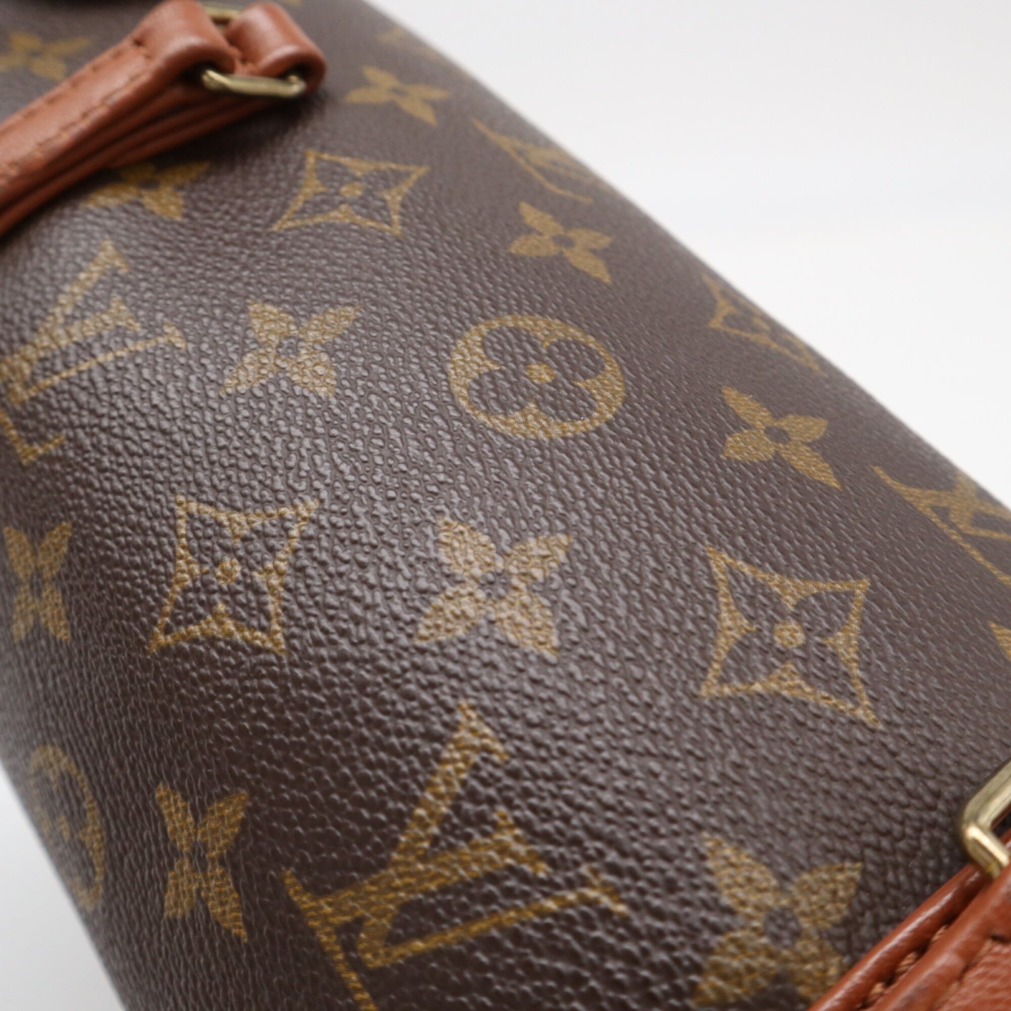Louis Vuitton Beige Brown Coated Canvas Leather Handbag (Pre-Owned)