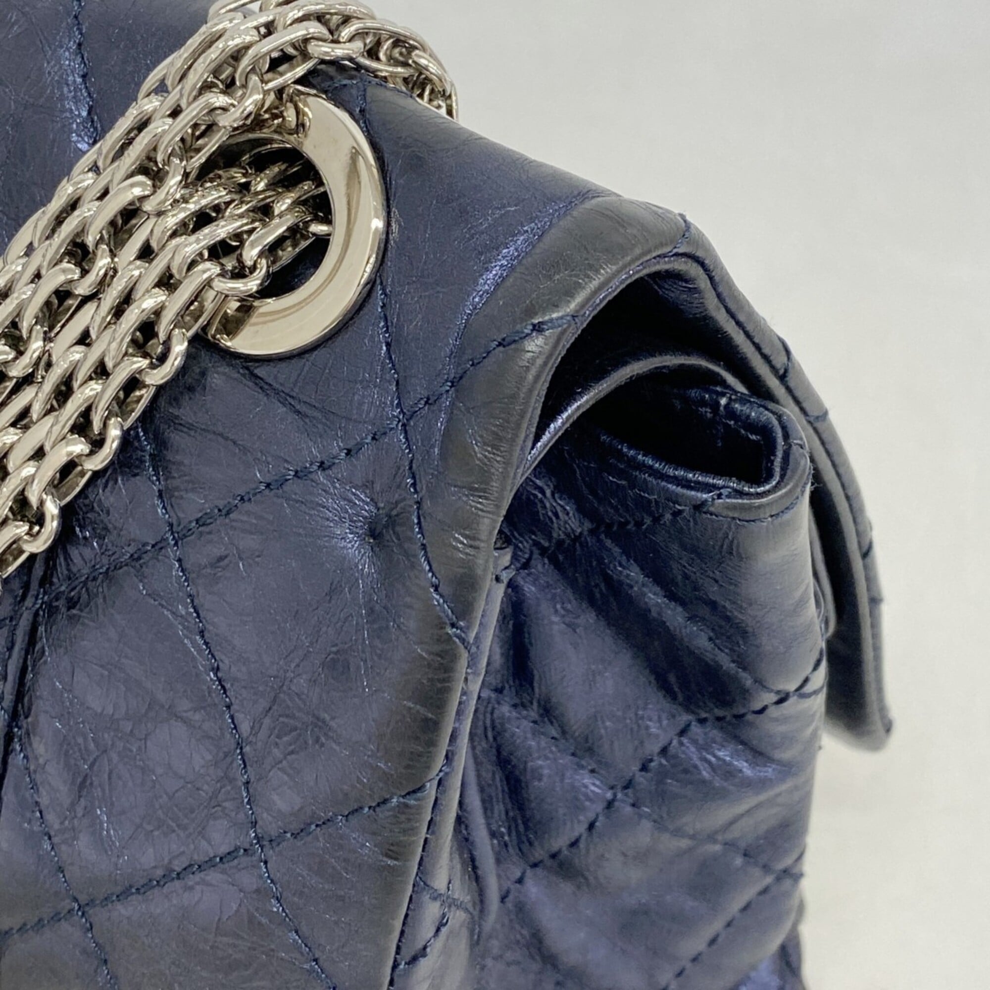 Chanel Metallic Navy Leather Shoulder Bag (Pre-Owned)