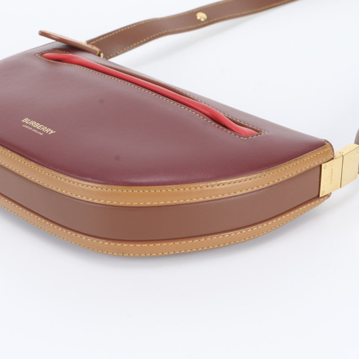 Burberry Brown Red Color Wine Leather Handbag Shoulder Bag Tote Bag (Pre-Owned)