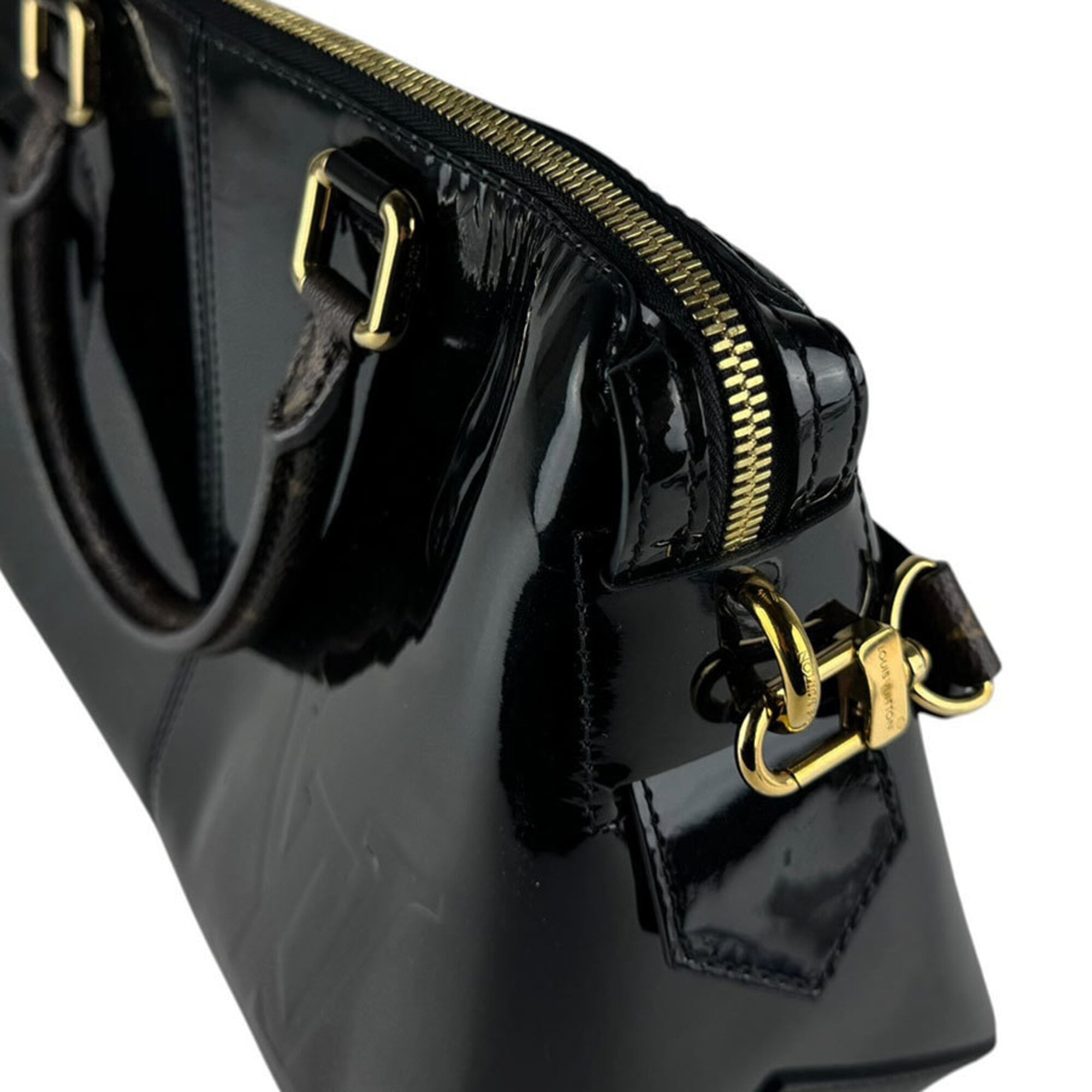 Louis Vuitton Black Brown Monogram Patent Leather Monogram Handbag Shoulder Bag (Pre-Owned)