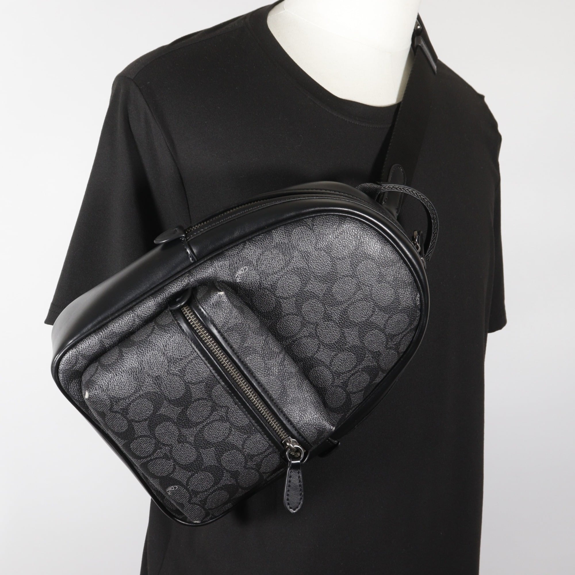Coach Signature Black Pvc Sling Bag (Pre-Owned)