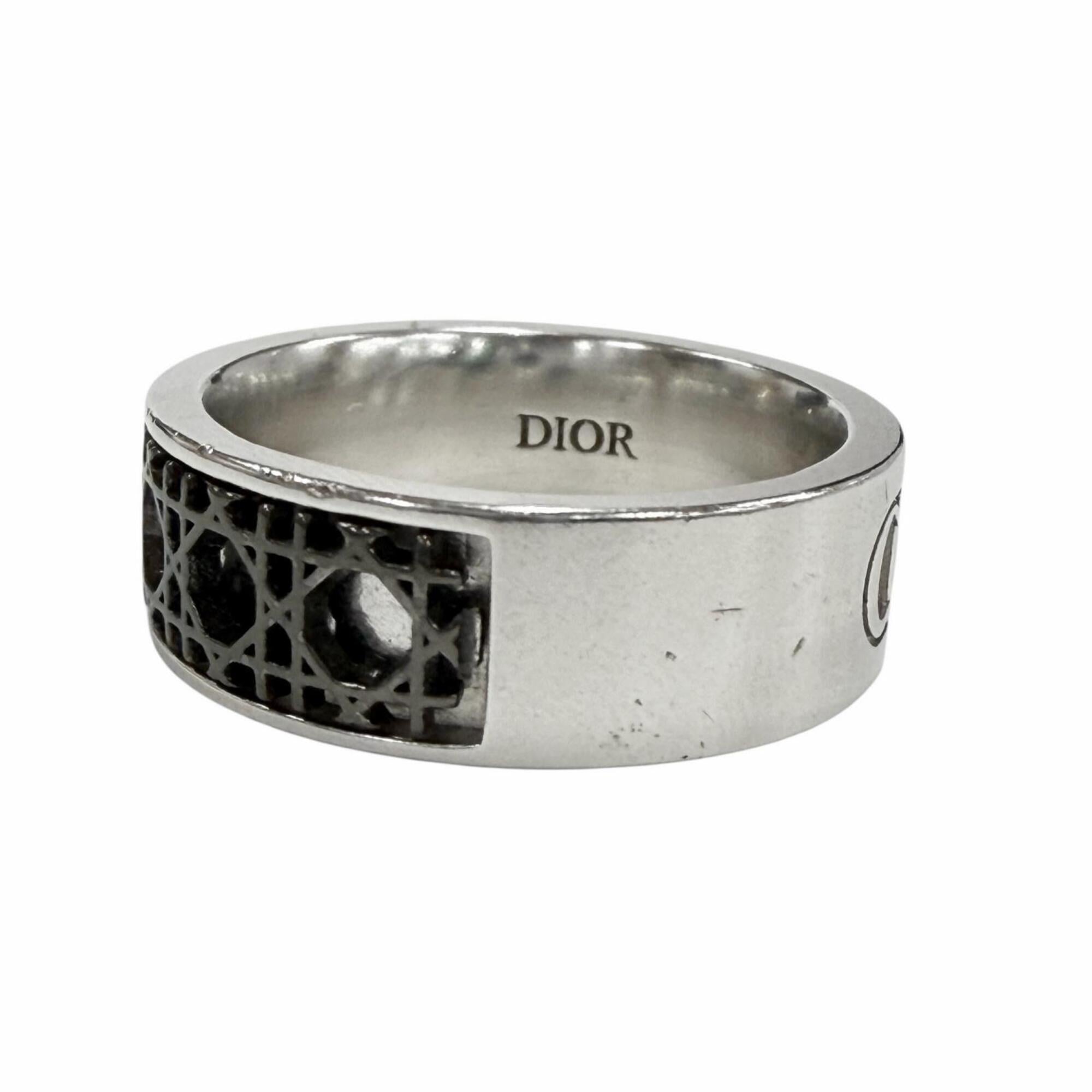 Dior Homme Silver Black Silver 925 Band Ring (Pre-Owned)