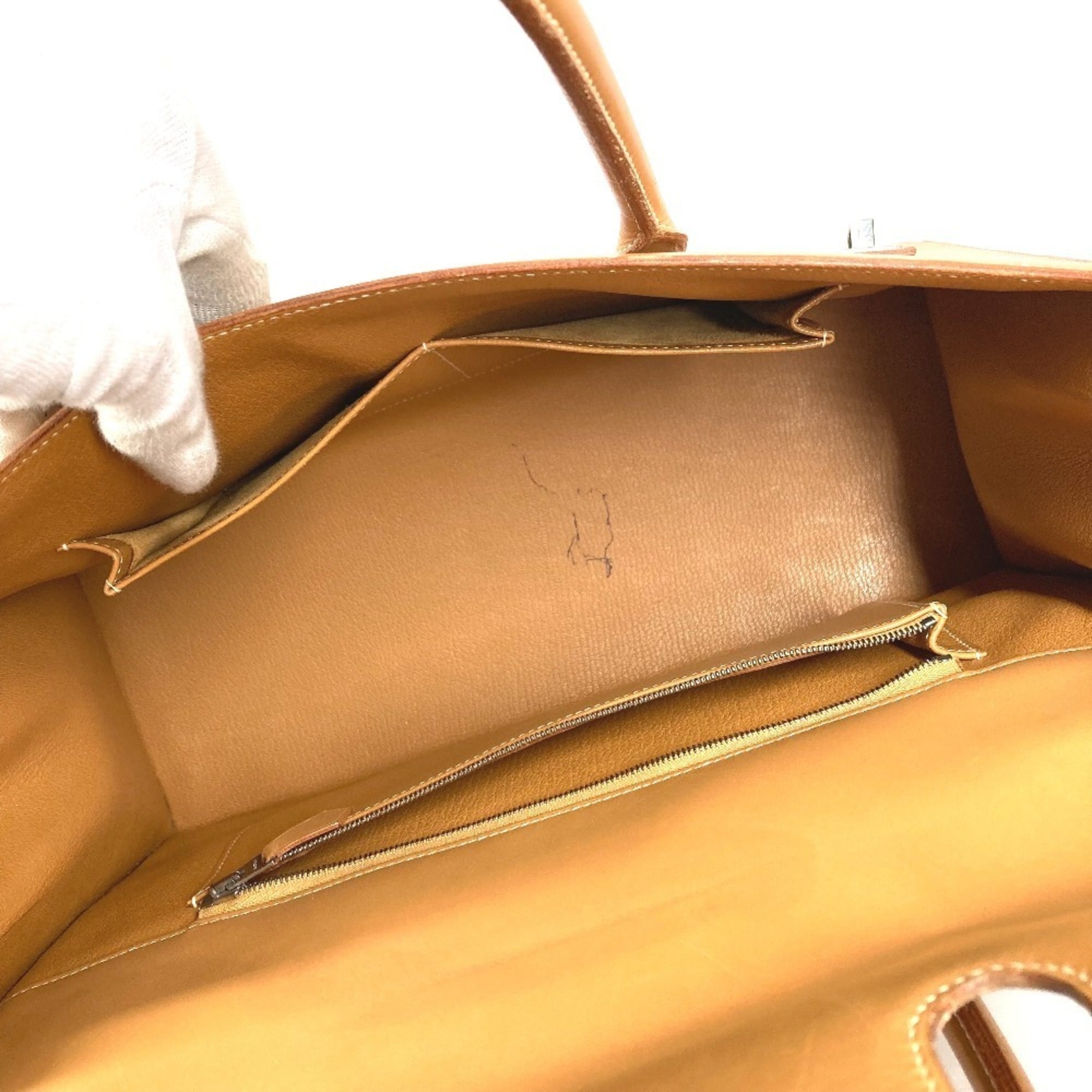 Hermes Natural Box Calf Leather Handbag Tote Bag (Pre-Owned)