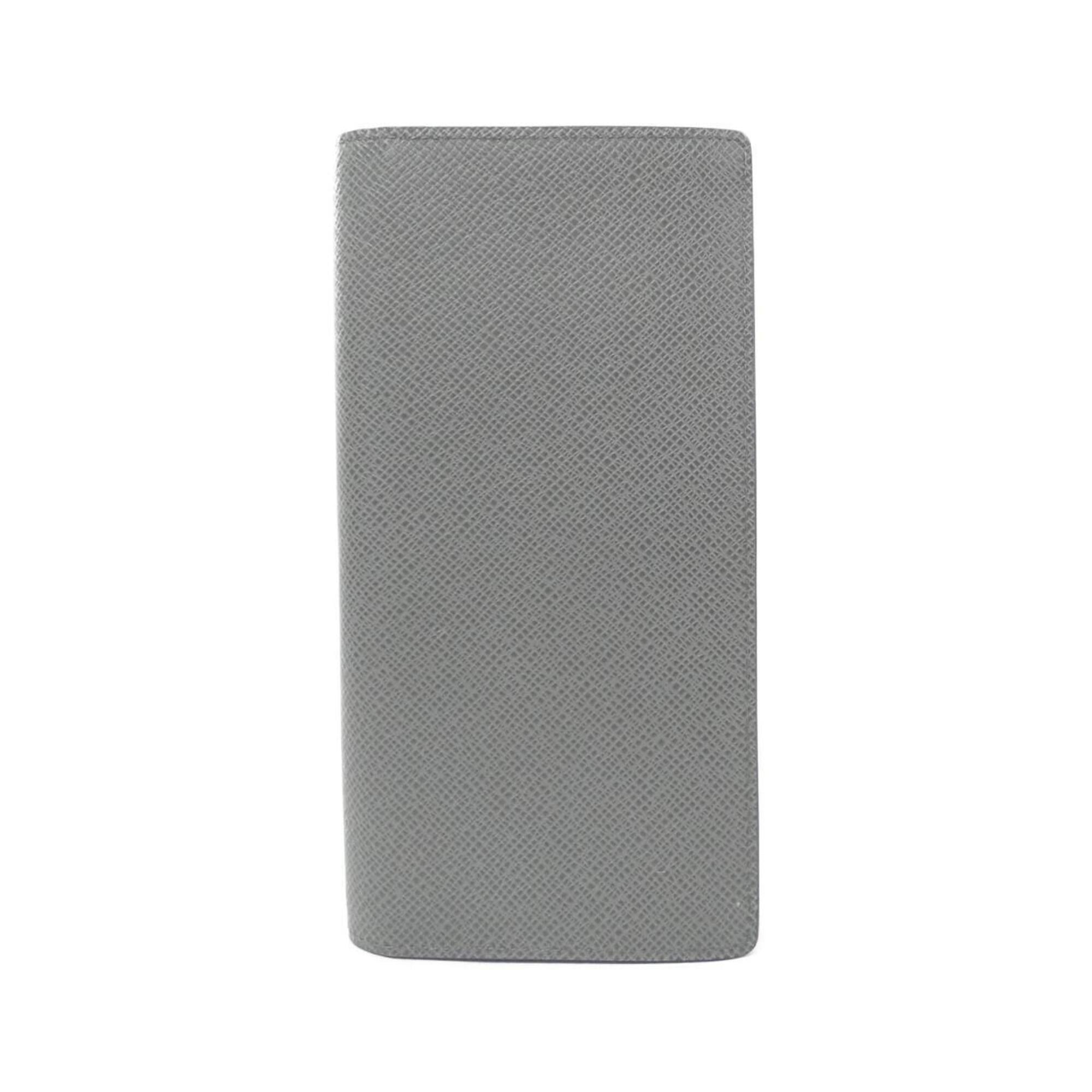 Louis Vuitton Gray Navy Leather Long Wallet (Bi-Fold) (Pre-Owned)