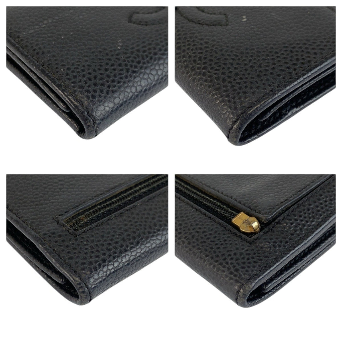 Chanel Black Leather Wallet (Tri-Fold) (Pre-Owned)