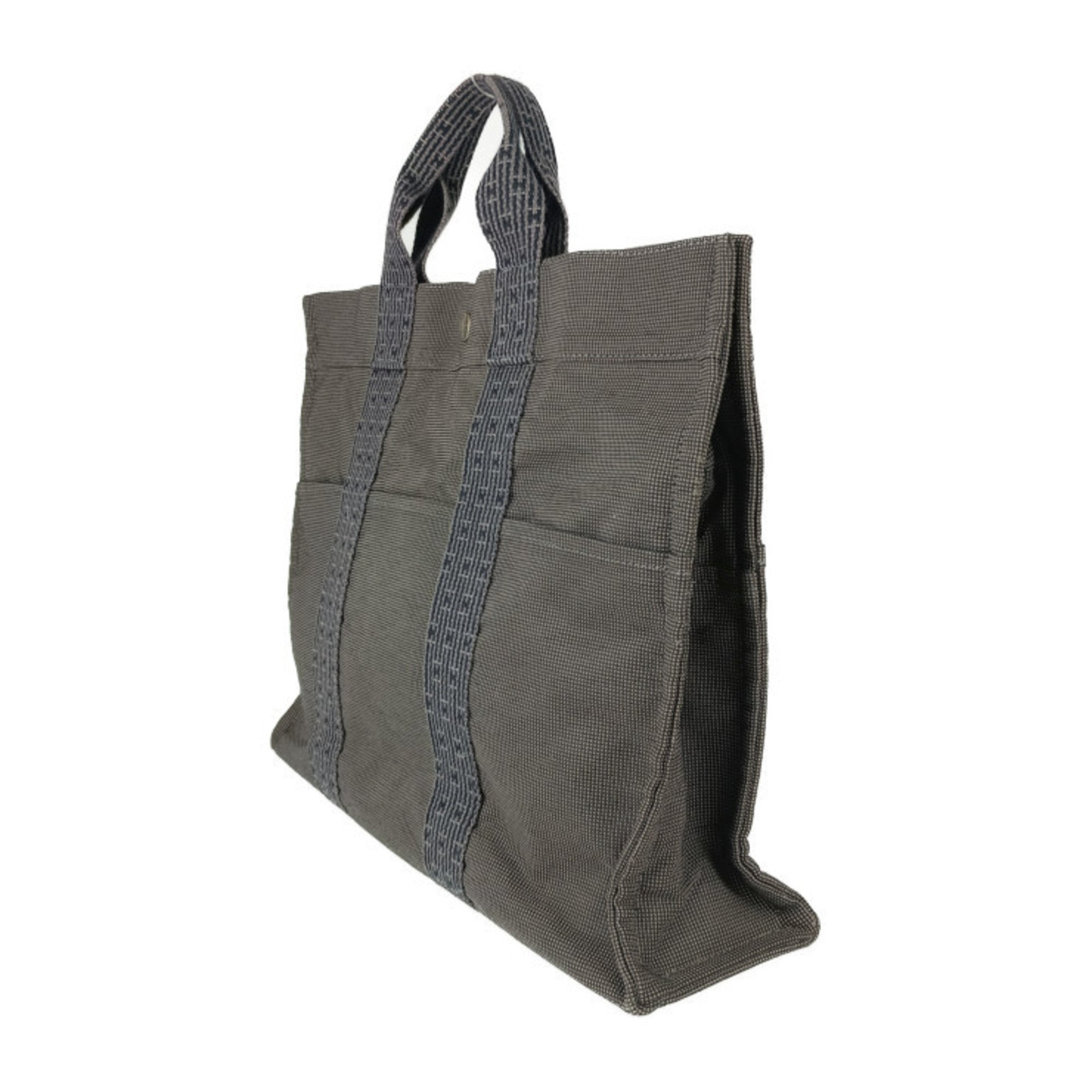 Hermes Gray Canvas Handbag Tote Bag (Pre-Owned)