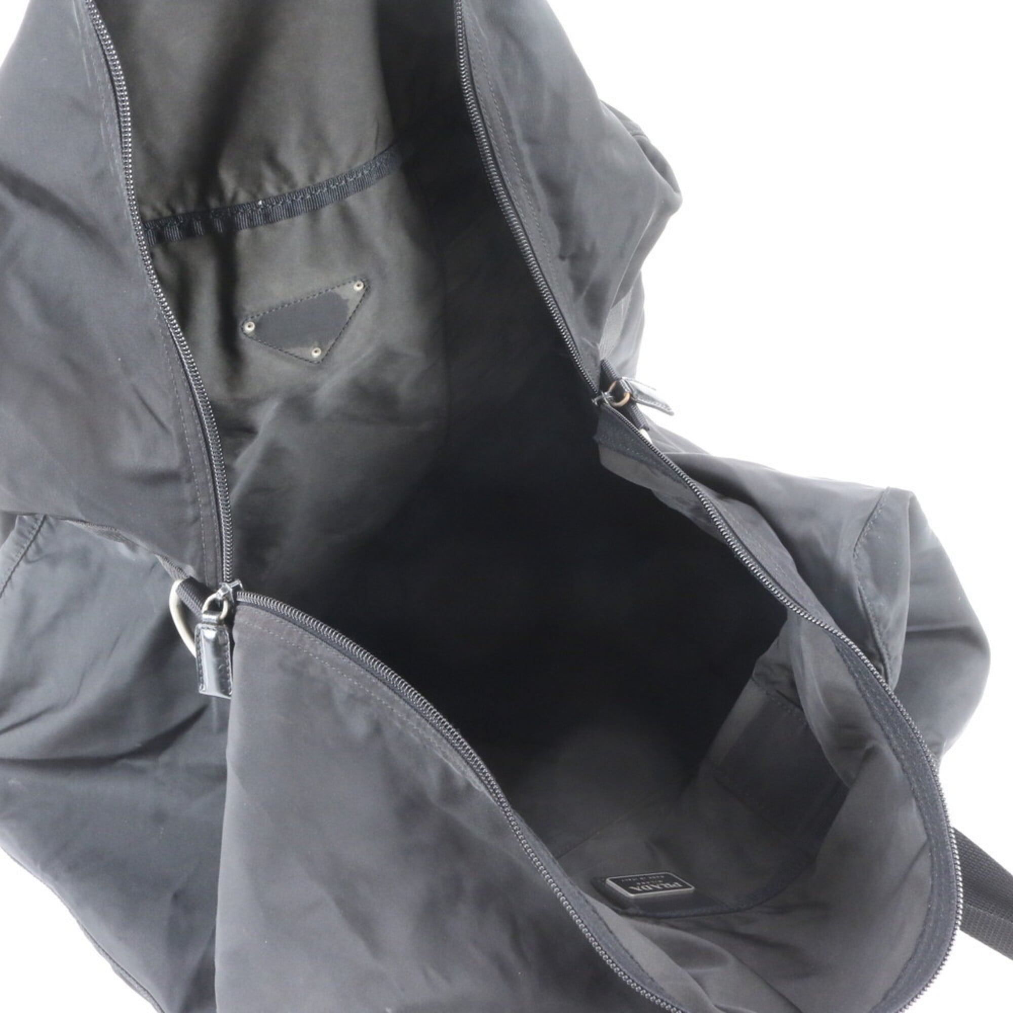 Prada Black Nylon Leather Boston Bag Tote Bag (Pre-Owned)