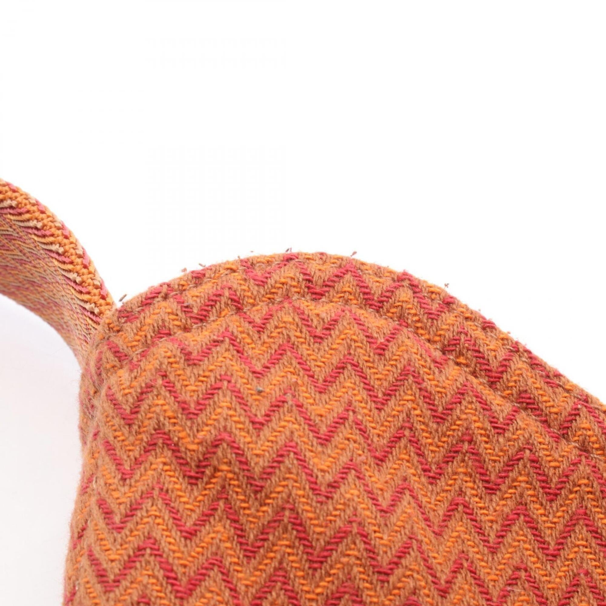 Hermes Brown Orange Red Color Canvas Handbag Shoulder Bag (Pre-Owned)