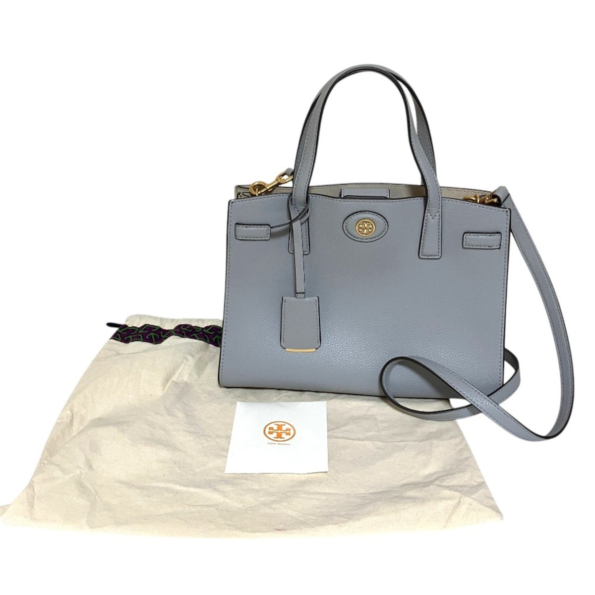 Tory Burch Light Gray Leather Handbag Shoulder Bag (Pre-Owned)