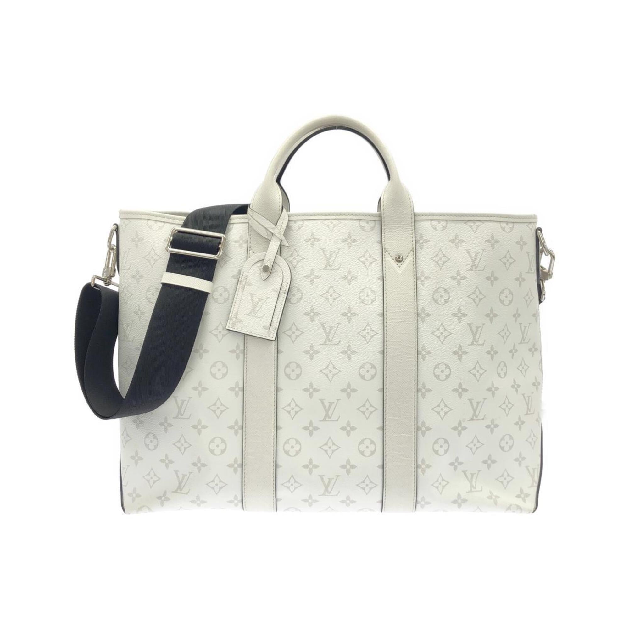 Louis Vuitton White Coated Canvas Leather Handbag Tote Bag (Pre-Owned)