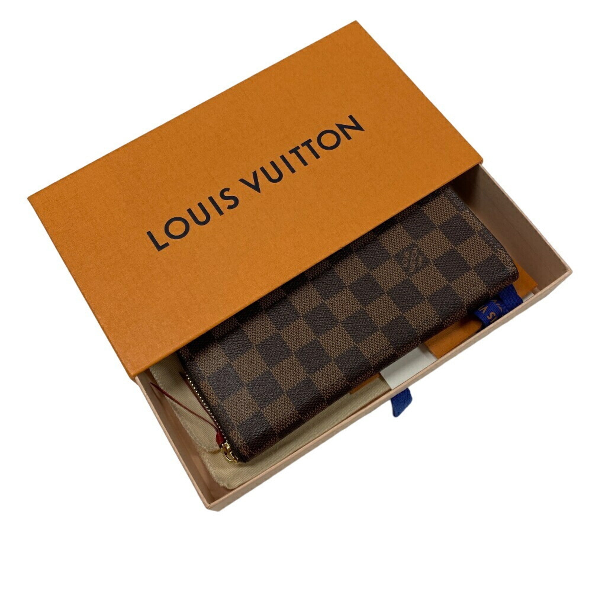 Louis Vuitton Damier Brown Leather Long Wallet (Bi-Fold) (Pre-Owned)