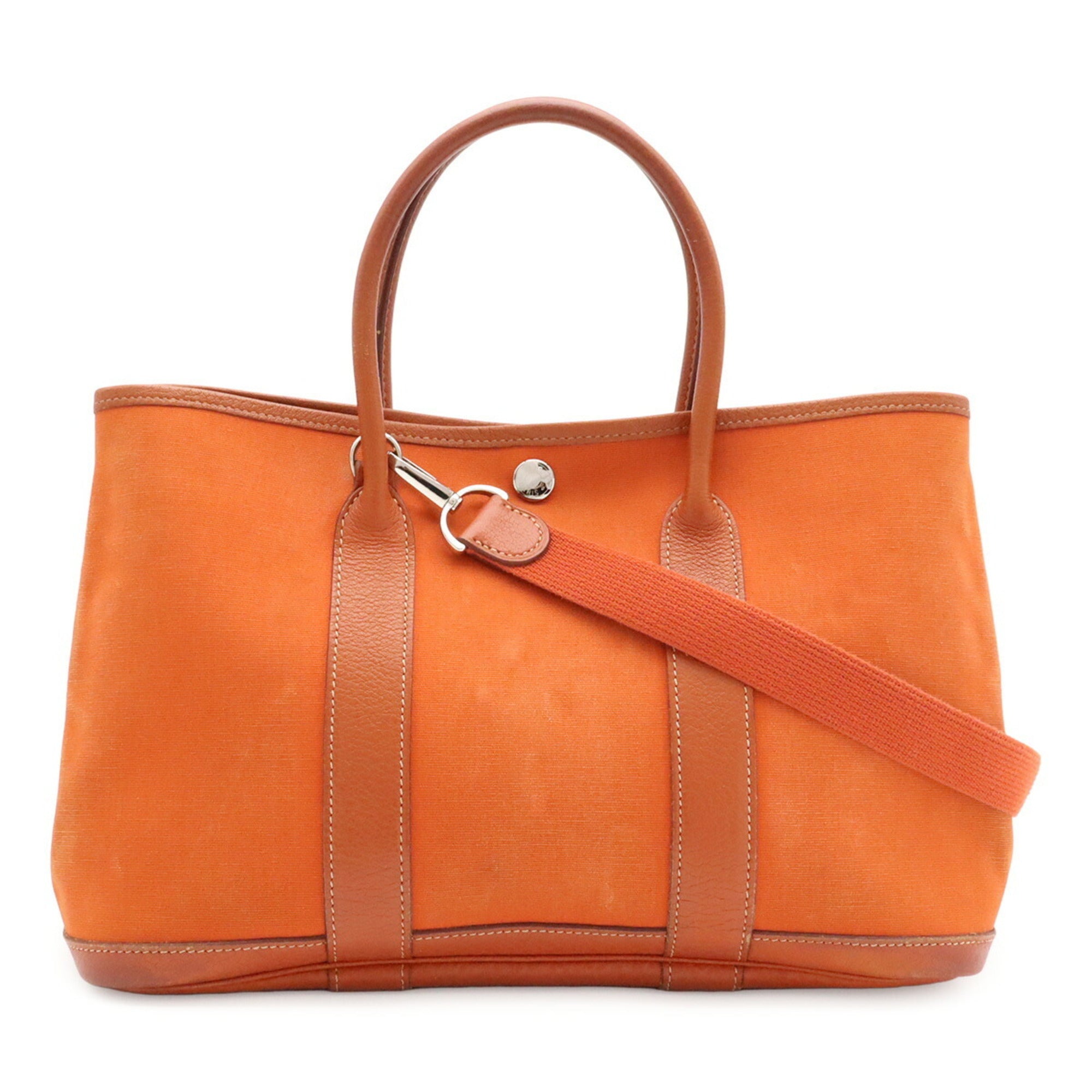 Hermes Orange Toile Officier Handbag Shoulder Bag Tote Bag (Pre-Owned)