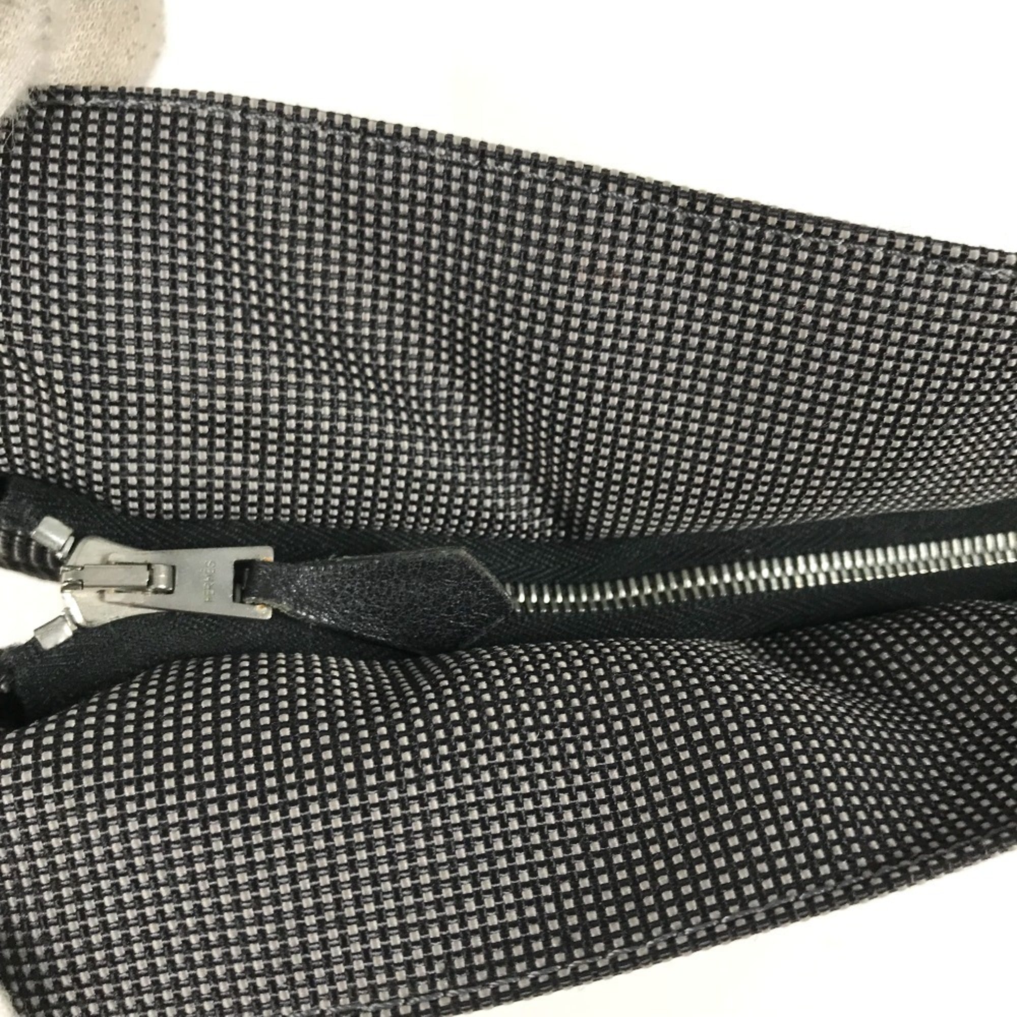 Hermes Her Line Gray Canvas Clutch Bag (Pre-Owned)