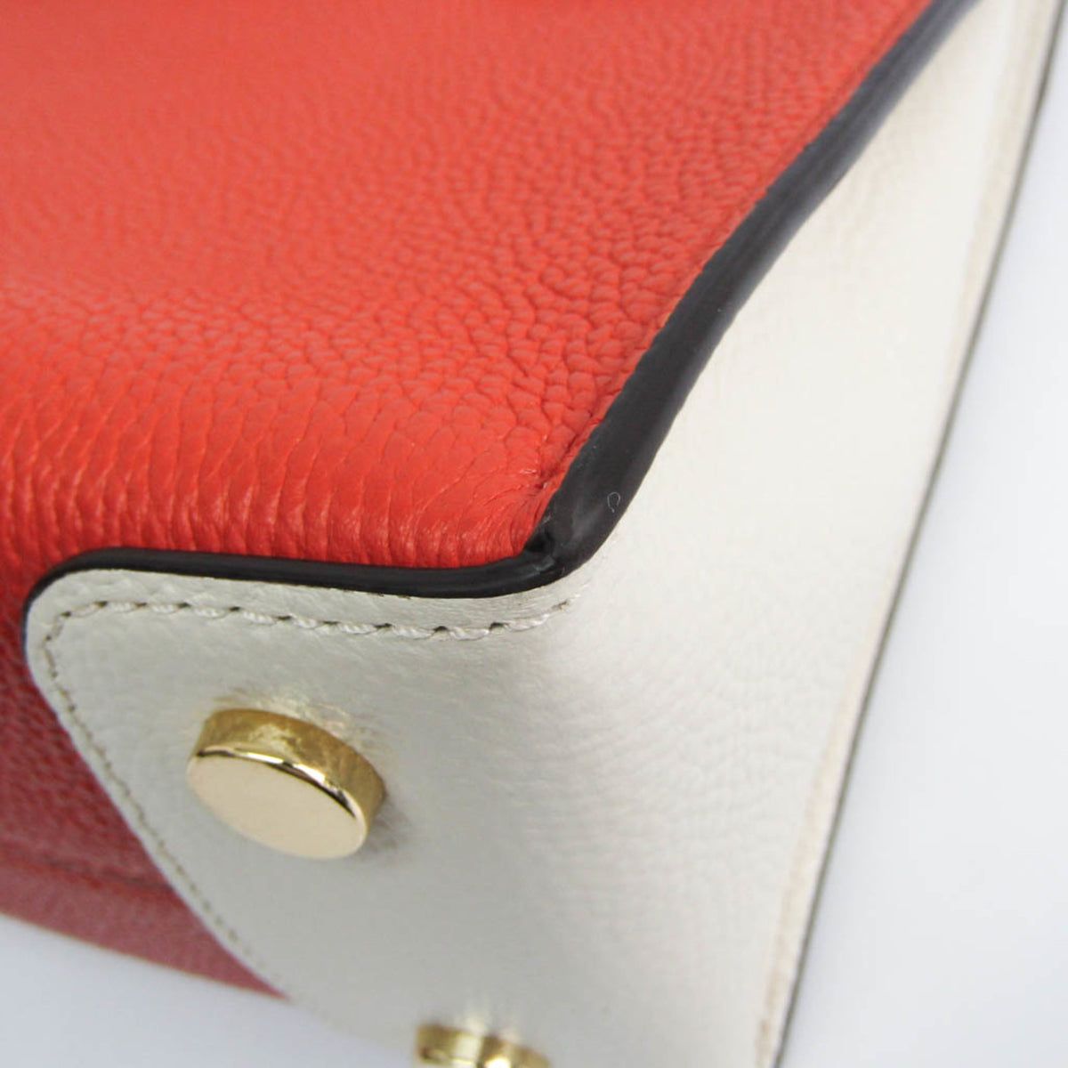 Michael Kors Brown Dark Orange Off-White Leather Handbag Shoulder Bag (Pre-Owned)