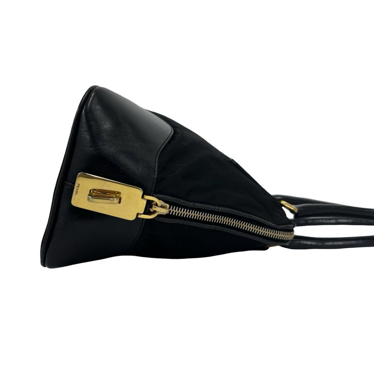Prada Black Nylon Leather Handbag Shoulder Bag (Pre-Owned)