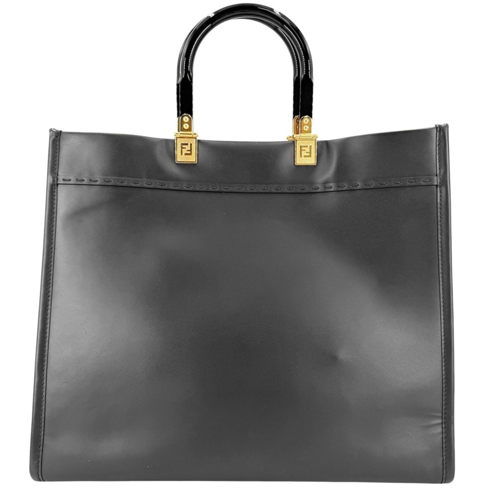 Fendi Black Leather Handbag Shoulder Bag Tote Bag (Pre-Owned)