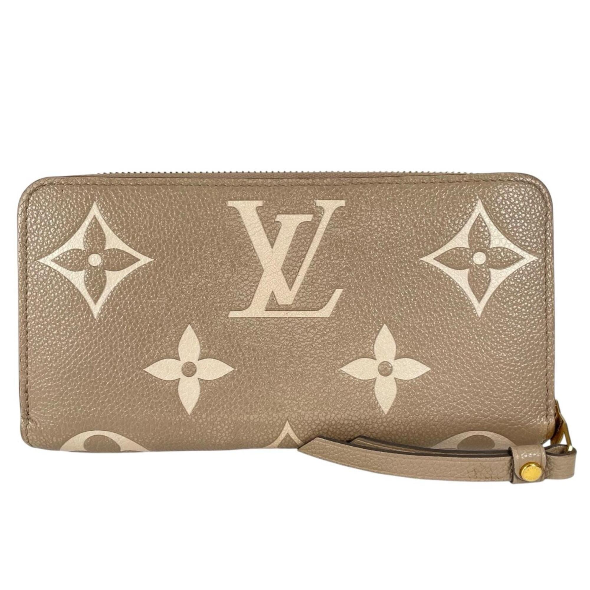 Louis Vuitton Monogram Beige Leather Long Wallet (Bi-Fold) (Pre-Owned)