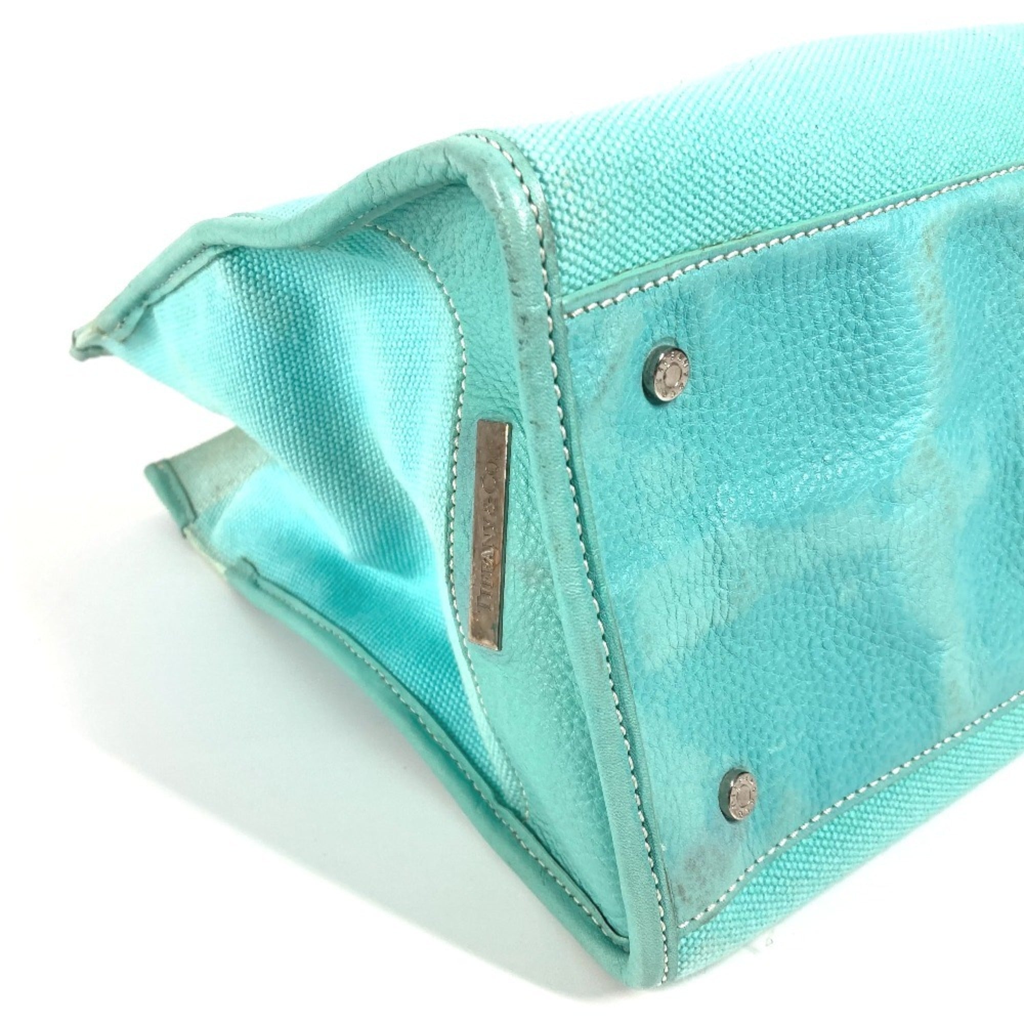 Tiffany Blue Canvas Handbag Shoulder Bag Tote Bag (Pre-Owned)