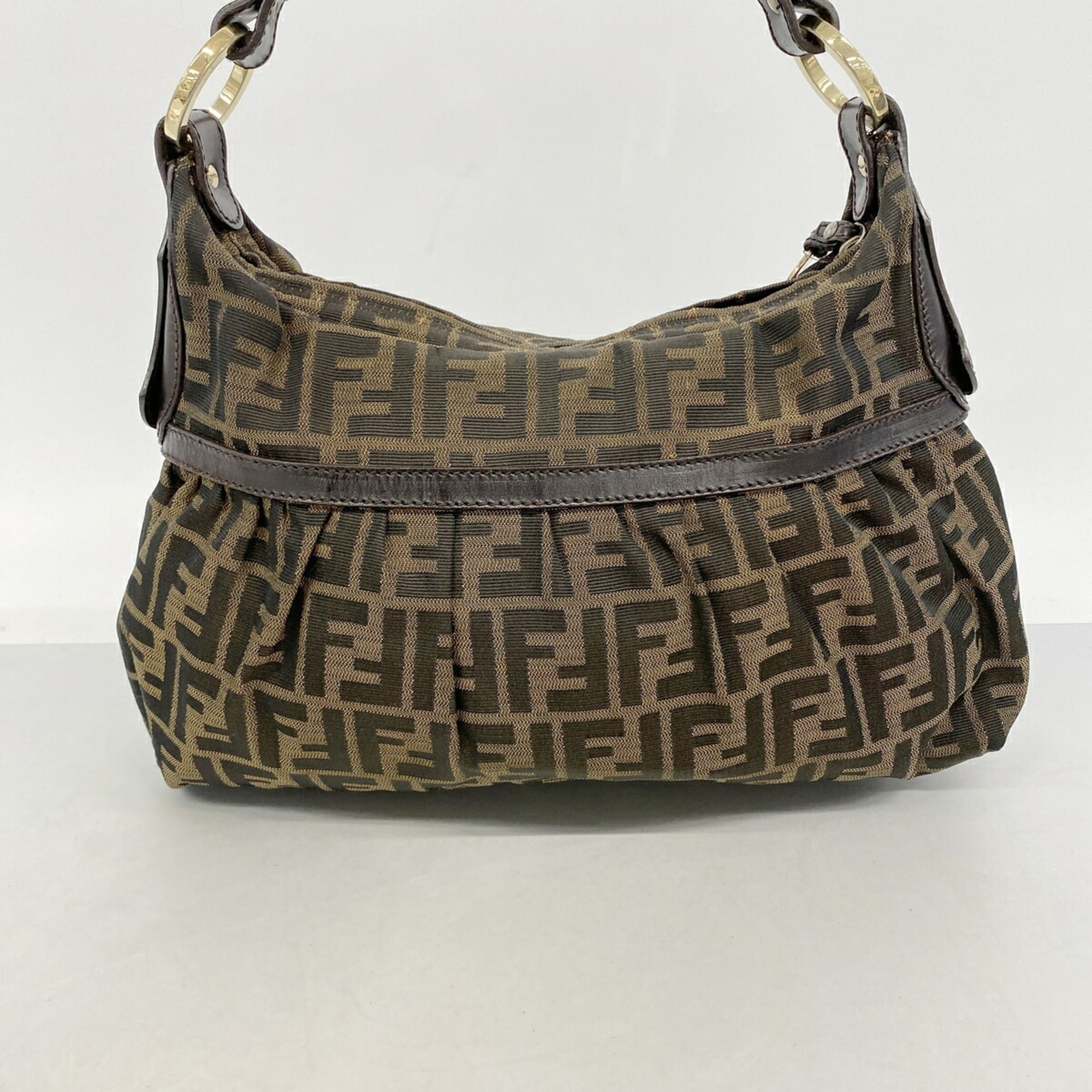 Fendi Brown Nylon Canvas Shoulder Bag (Pre-Owned)