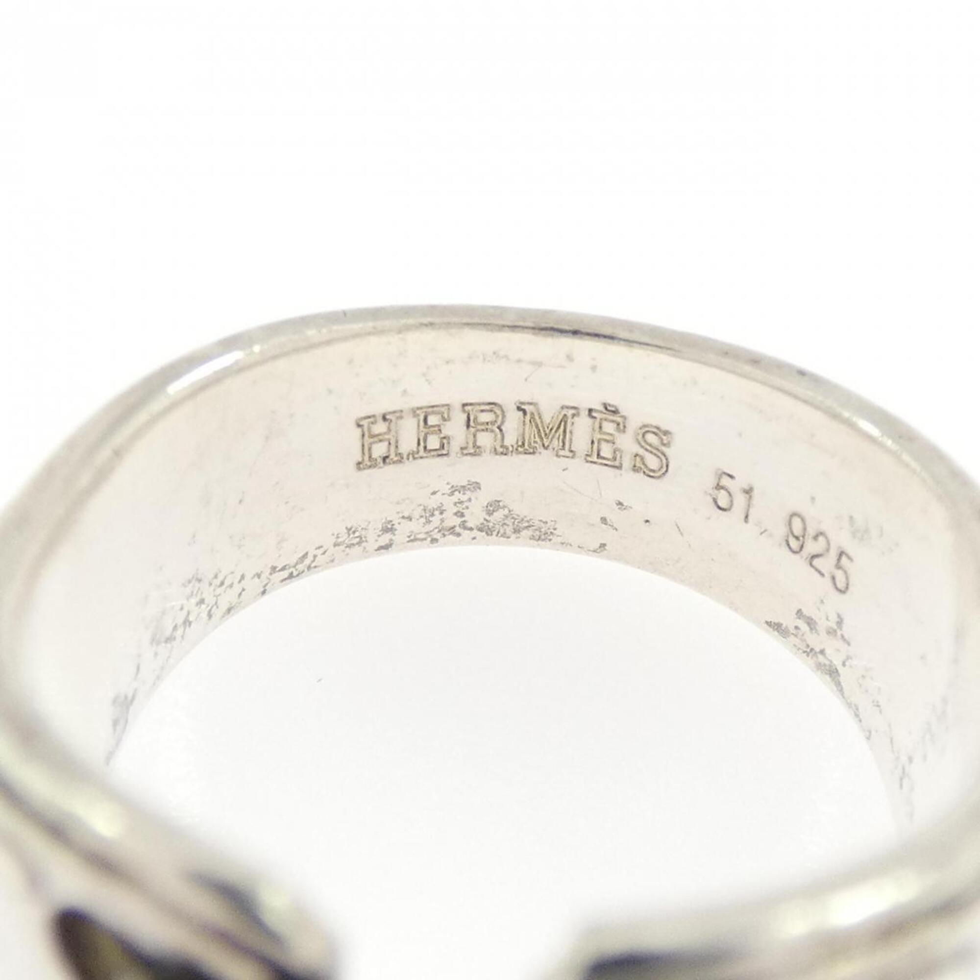 Hermes Silver Silver 925 Band Ring (Pre-Owned)