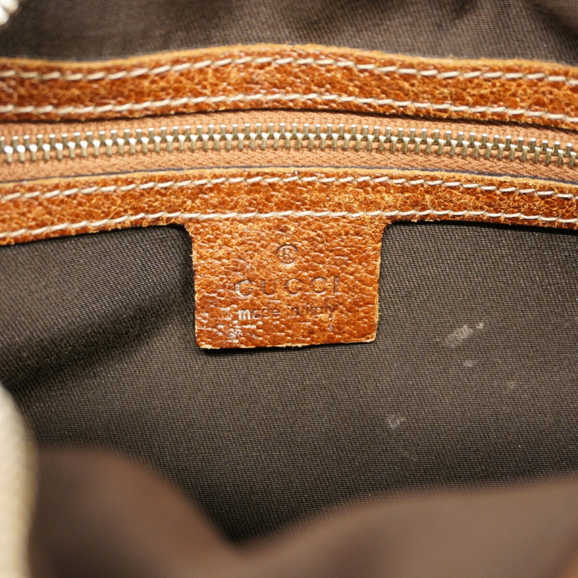 Gucci Brown Canvas Handbag (Pre-Owned)