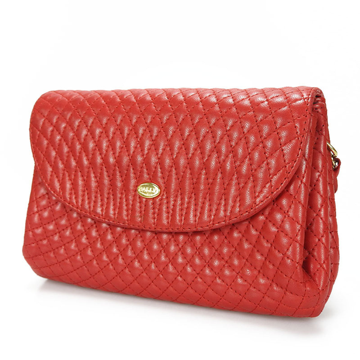 Bally Red Color Leather Shoulder Bag (Pre-Owned)