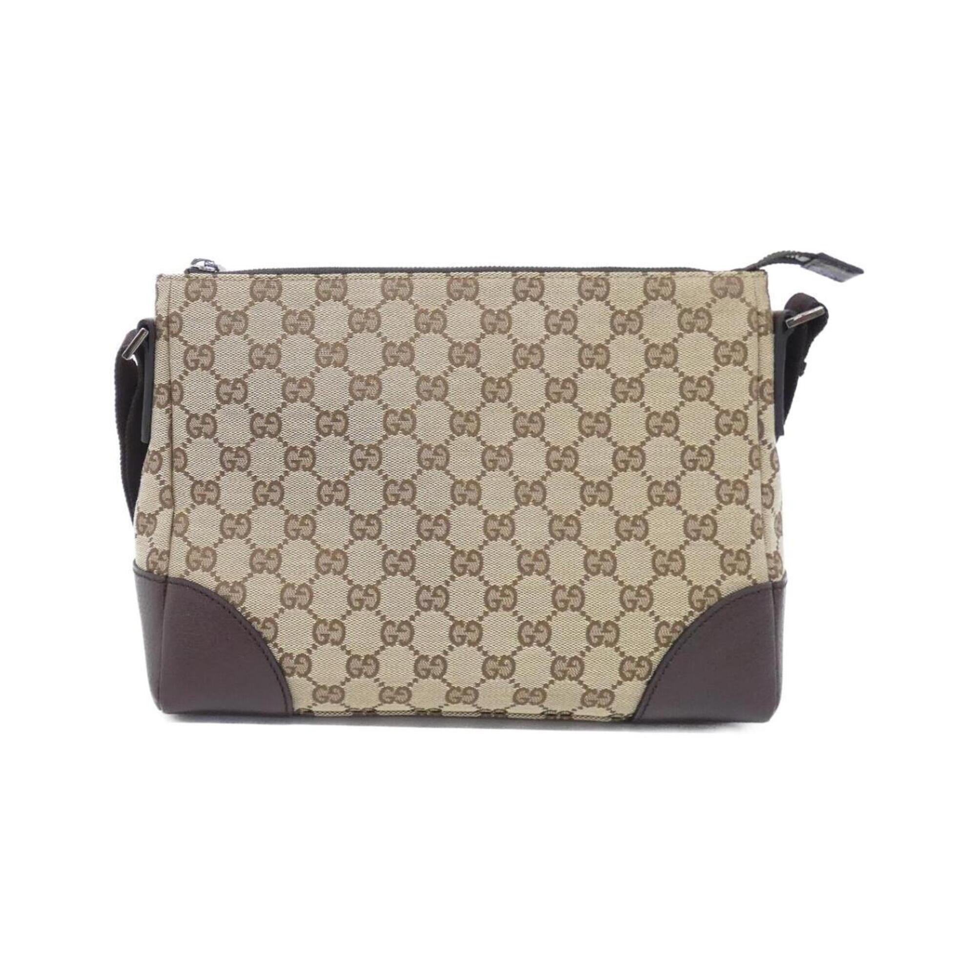 Gucci Beige Dark Brown Gg Canvas Shoulder Bag (Pre-Owned)