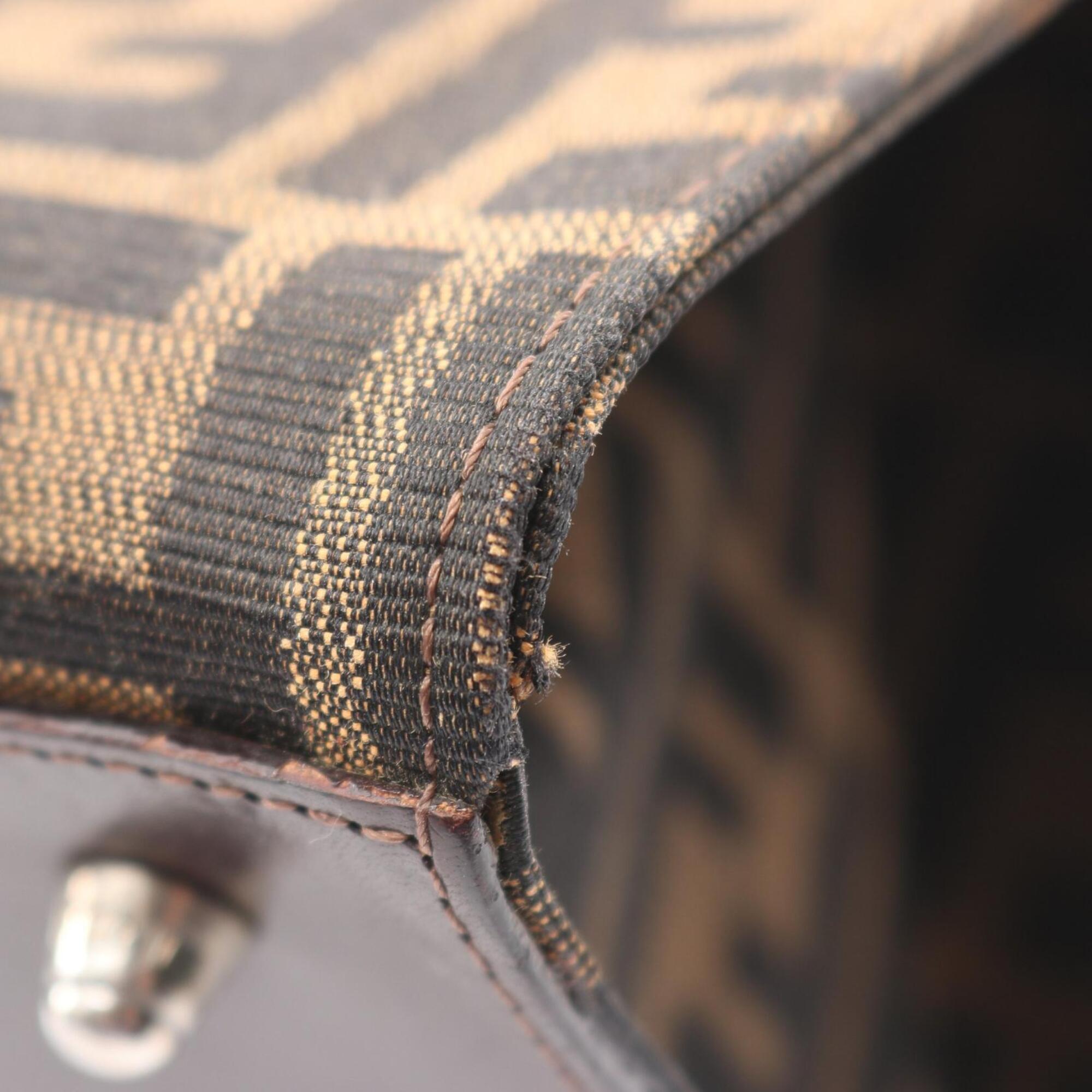 Fendi Brown Canvas Leather Handbag (Pre-Owned)