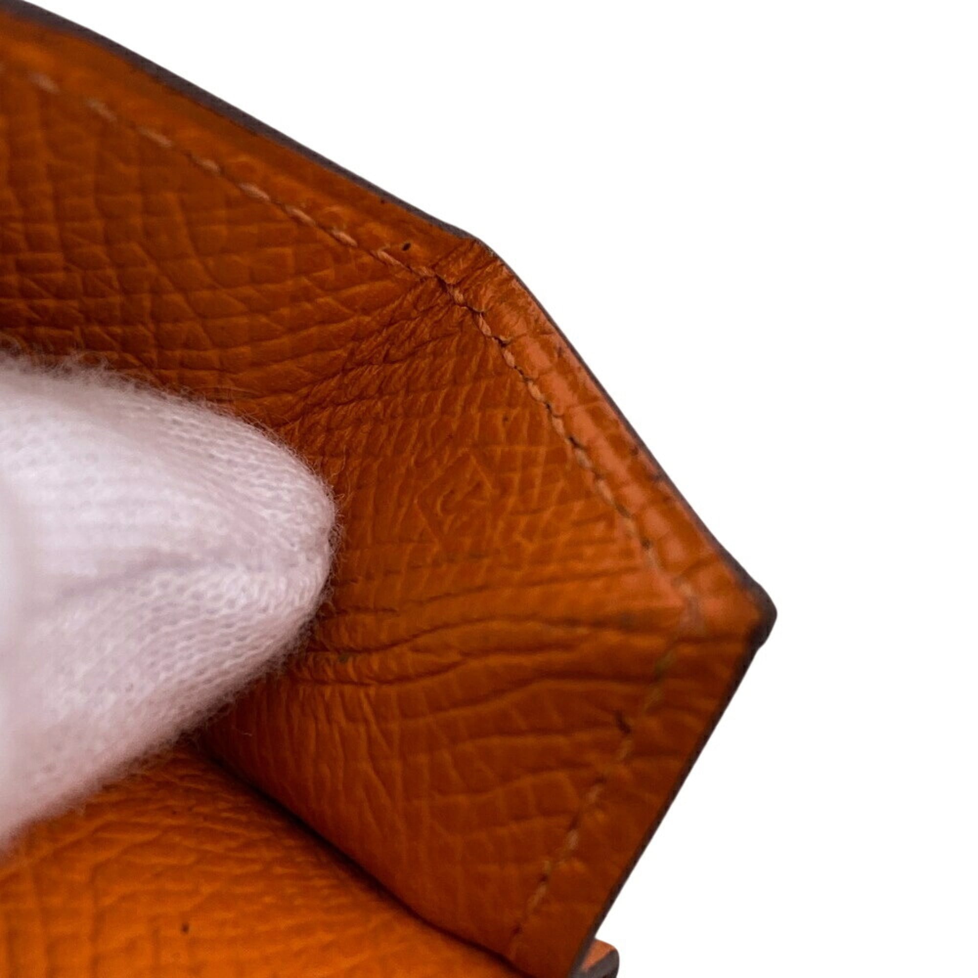 Hermes Orange Leather Coin Purse/Coin Case (Pre-Owned)