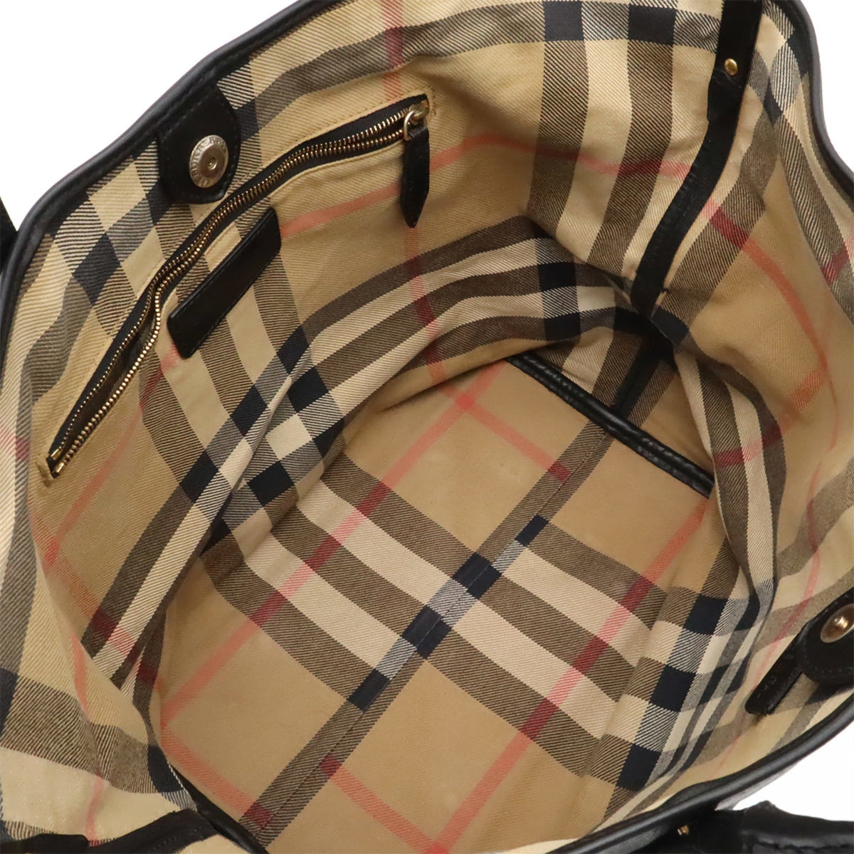 Burberry Black Leather Shoulder Bag Tote Bag (Pre-Owned)