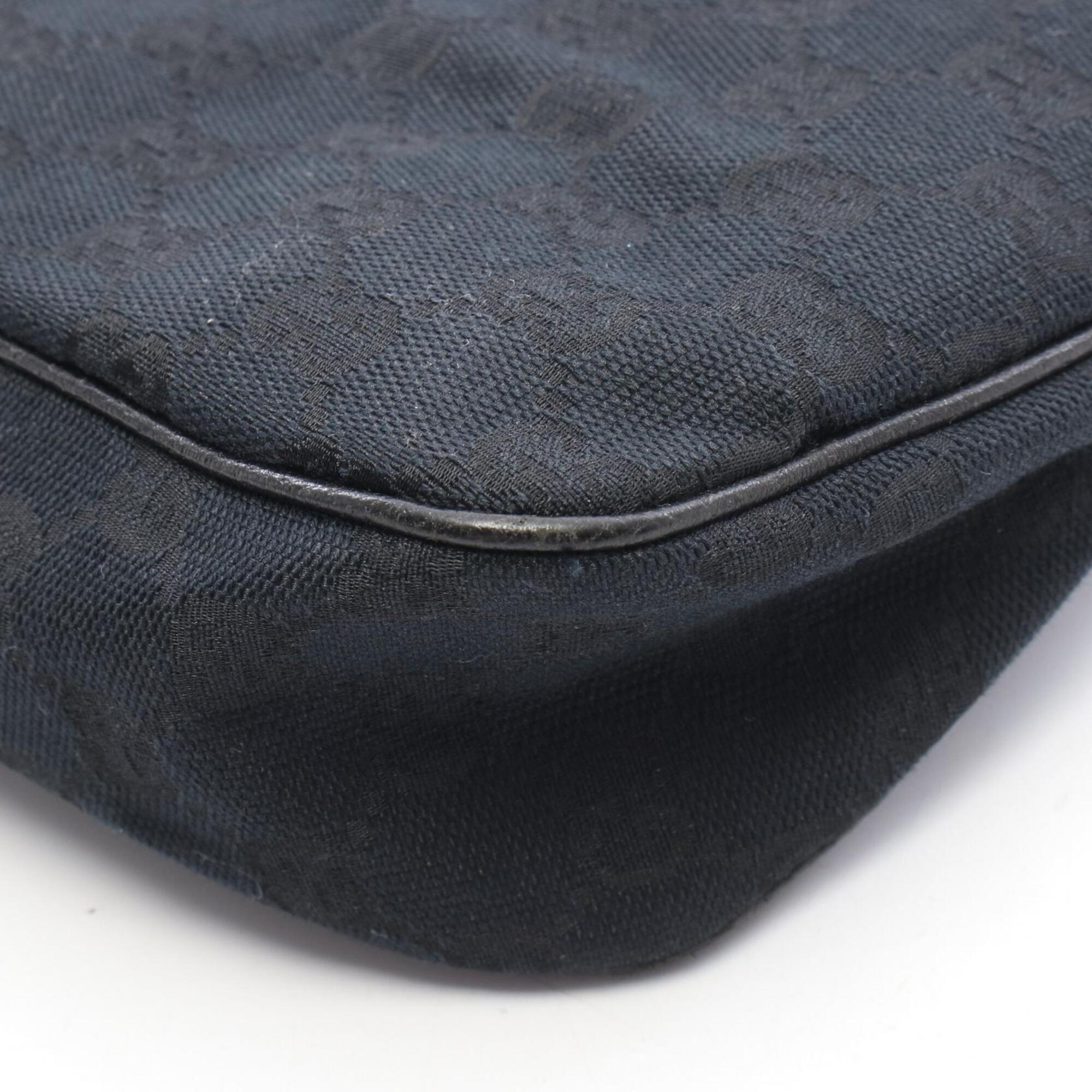 Gucci Black Canvas Leather Handbag Shoulder Bag (Pre-Owned)
