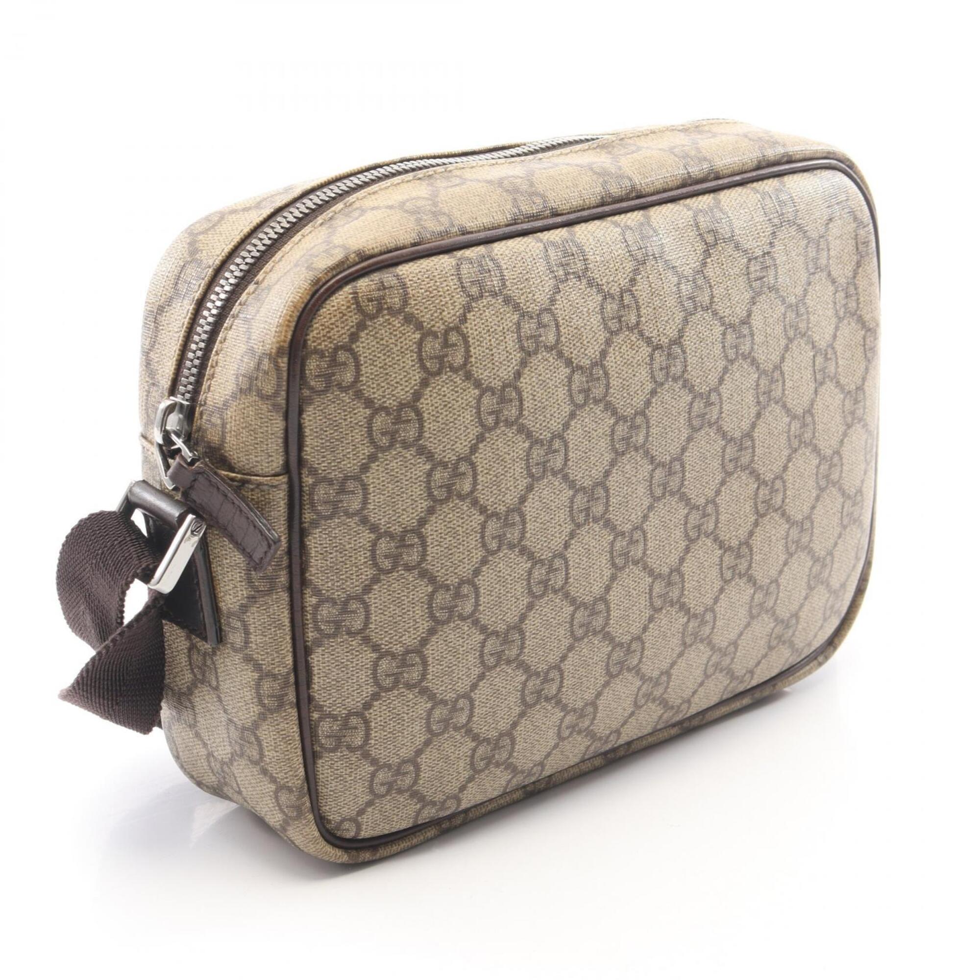 Gucci Beige Brown Pvc Coated Canvas Leather Handbag Shoulder Bag (Pre-Owned)