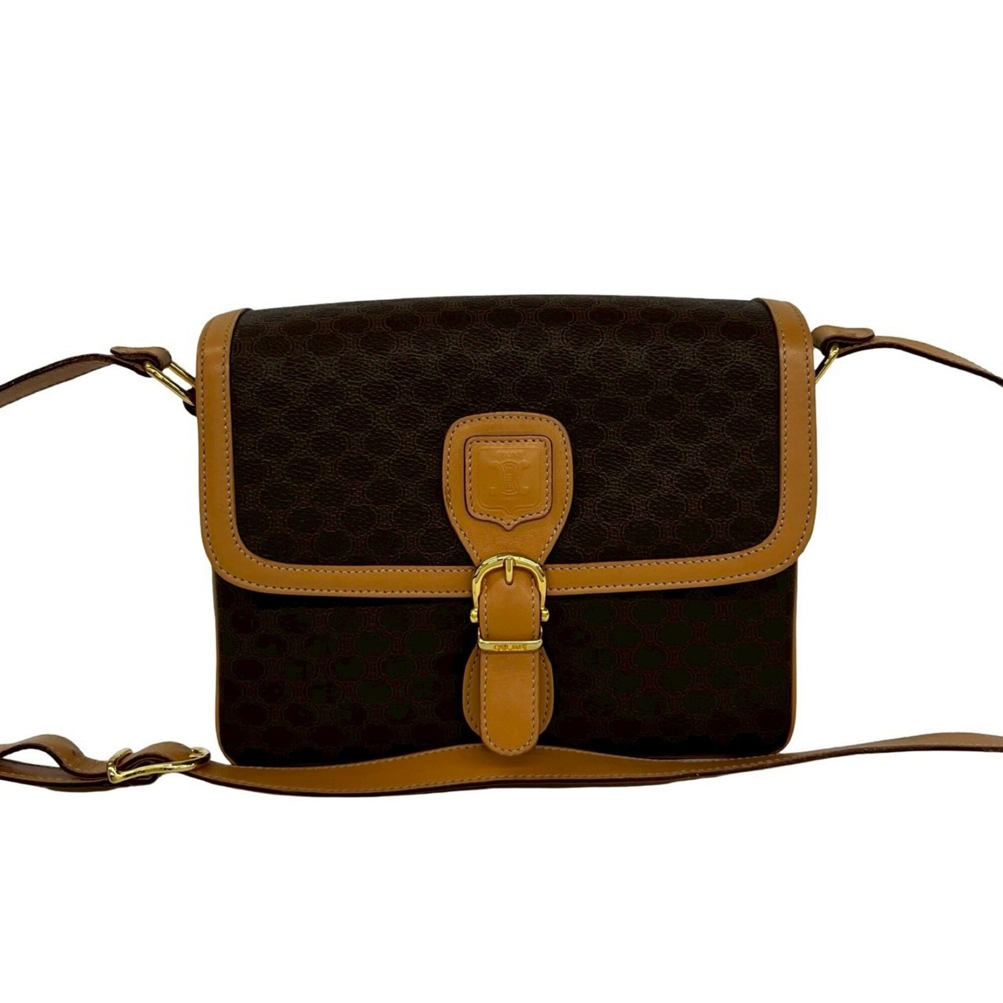 Celine Brown Leather Pvc Pochette Shoulder Bag (Pre-Owned)
