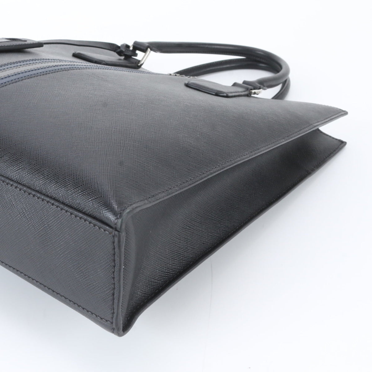 Prada Black Leather Shoulder Bag Tote Bag (Pre-Owned)
