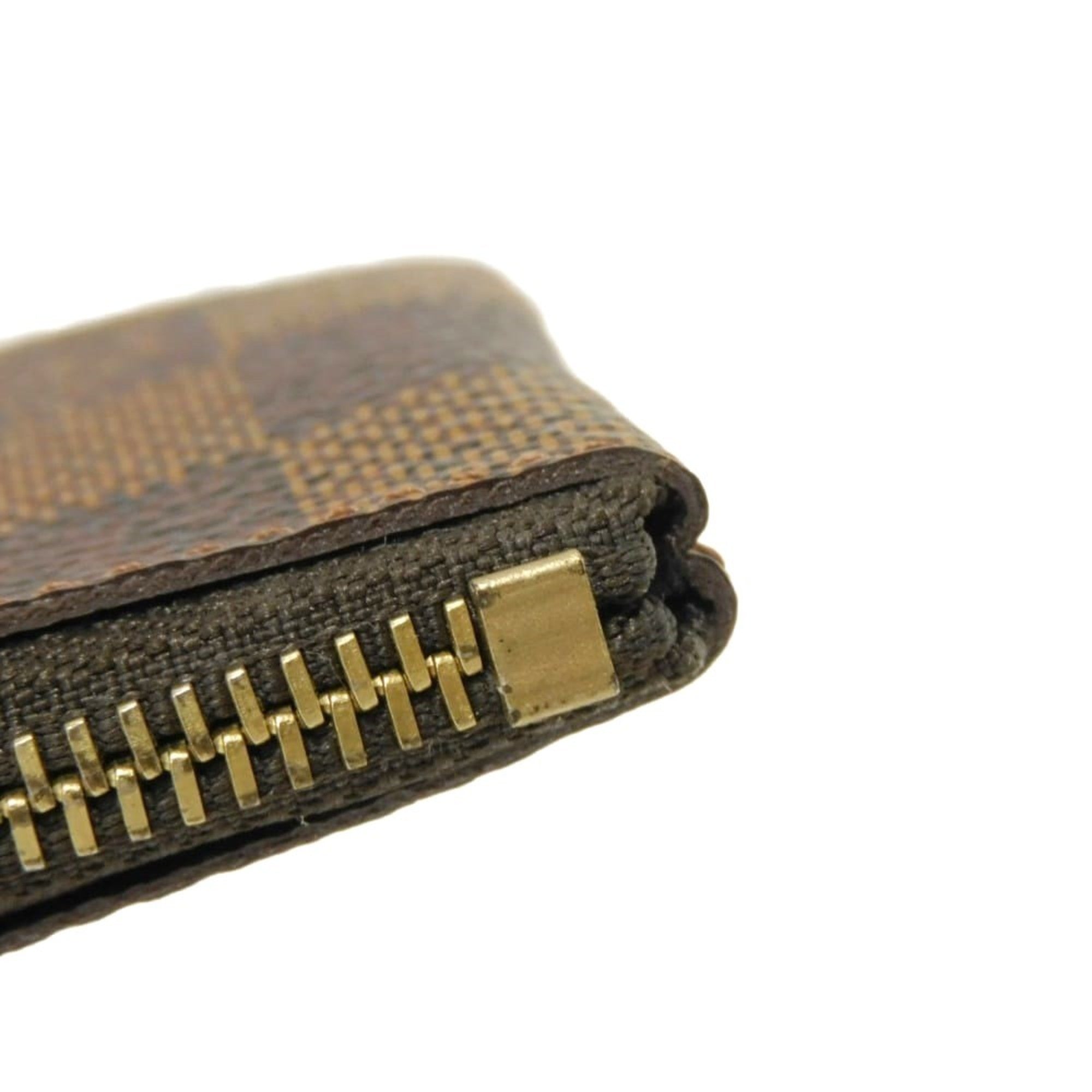Louis Vuitton Brown Damier Canvas Ebene Damier Canvas Leather Coin Purse/Coin Case (Pre-Owned)