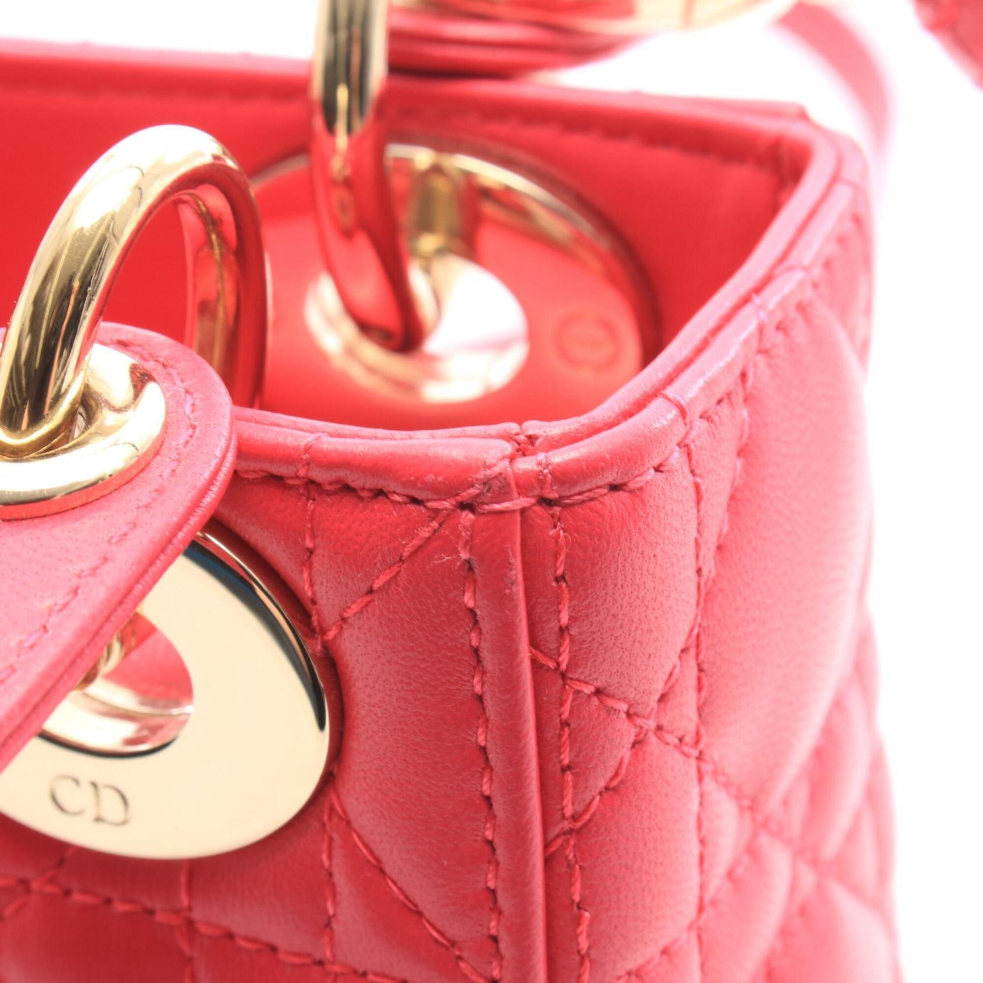 Christian Dior Lady Dior Pink Leather Handbag (Pre-Owned)