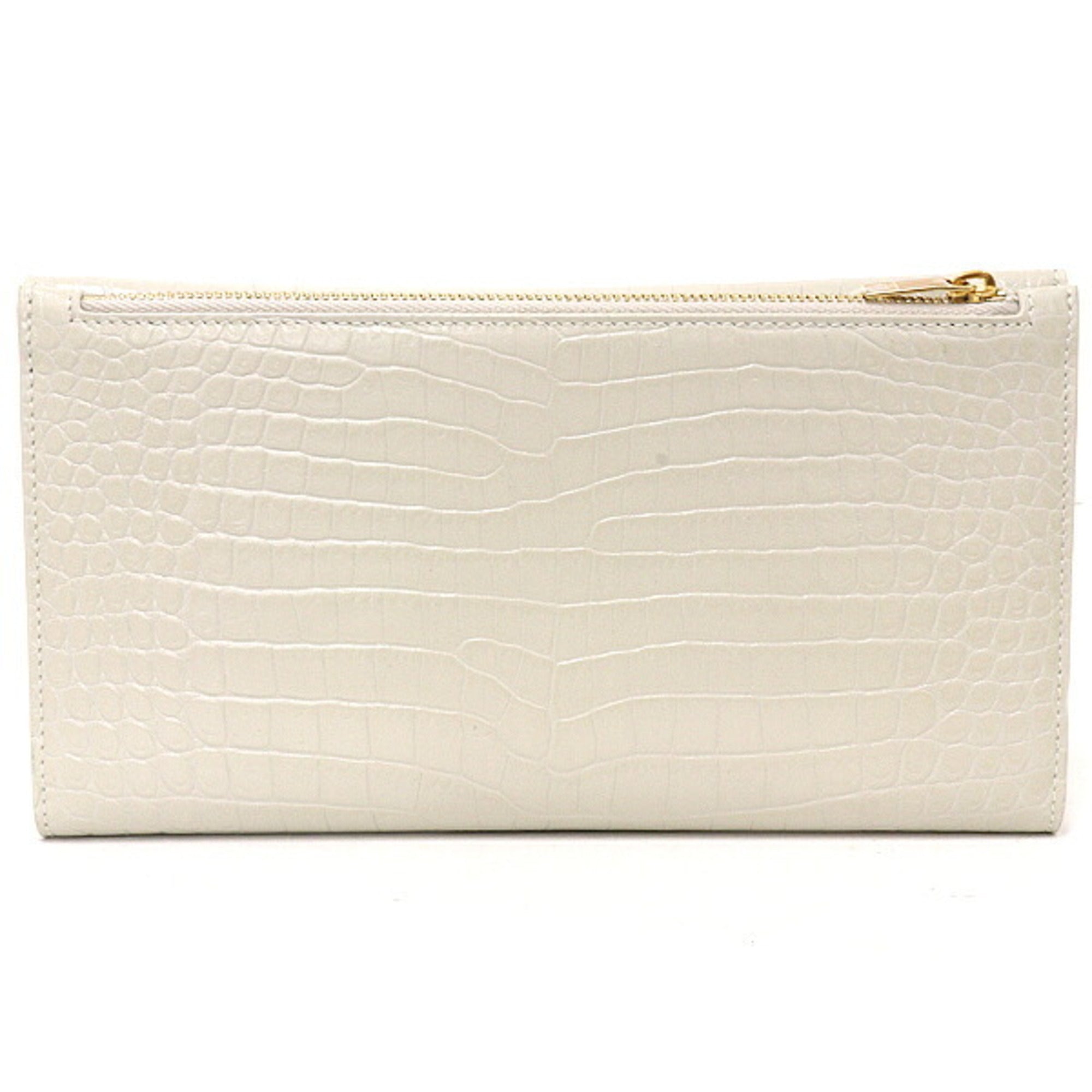 Saint Laurent Off-White Leather Long Wallet (Bi-Fold) (Pre-Owned)