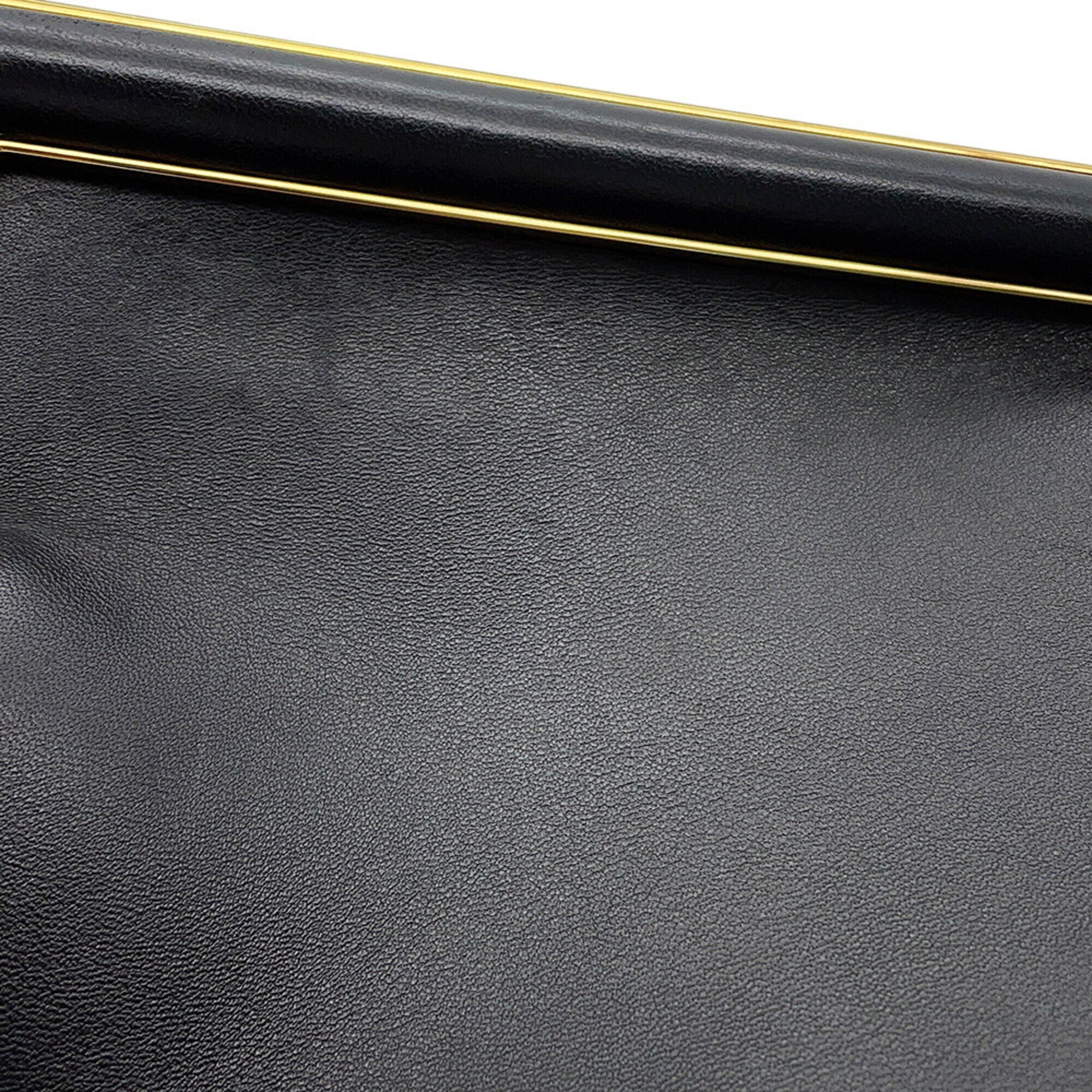 Fendi Black Leather Clutch Bag Shoulder Bag (Pre-Owned)