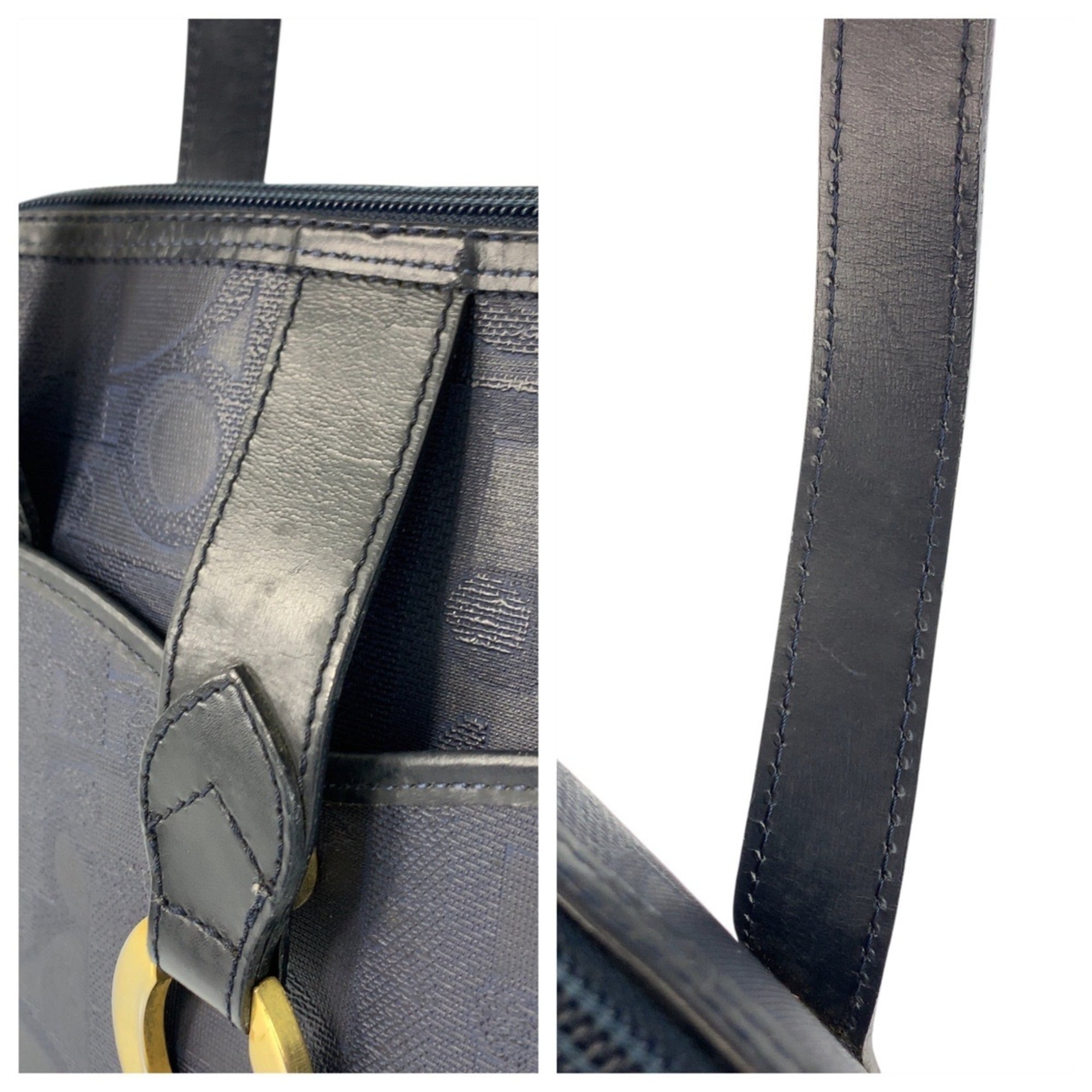 Christian Dior Navy Pvc Leather Handbag Shoulder Bag (Pre-Owned)