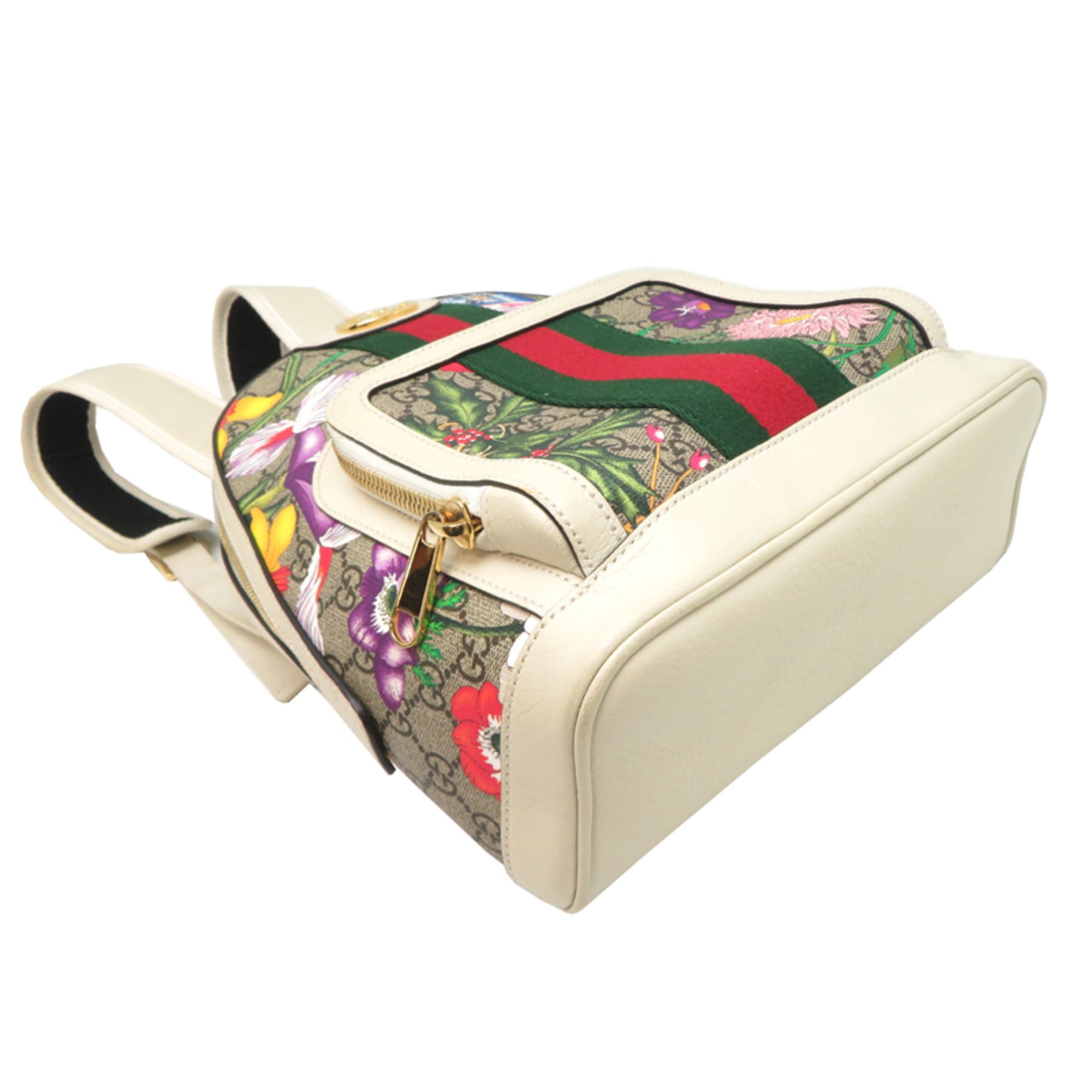 Gucci Beige White Gg Supreme Leather Backpack (Pre-Owned)