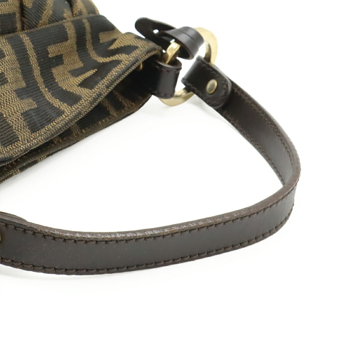 Fendi Black Brown Canvas Leather Handbag (Pre-Owned)