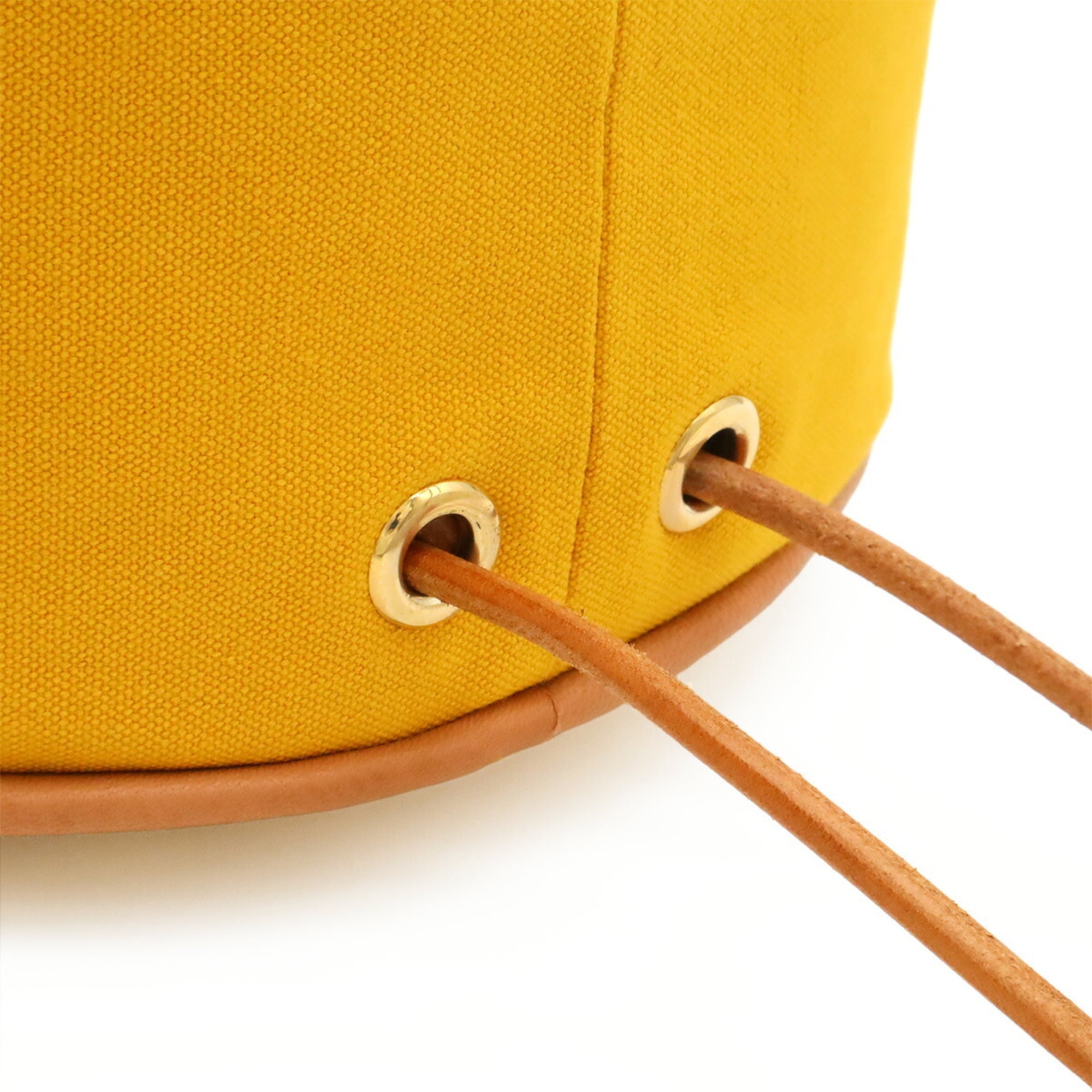 Hermes Yellow Canvas Leather Shoulder Bag (Pre-Owned)