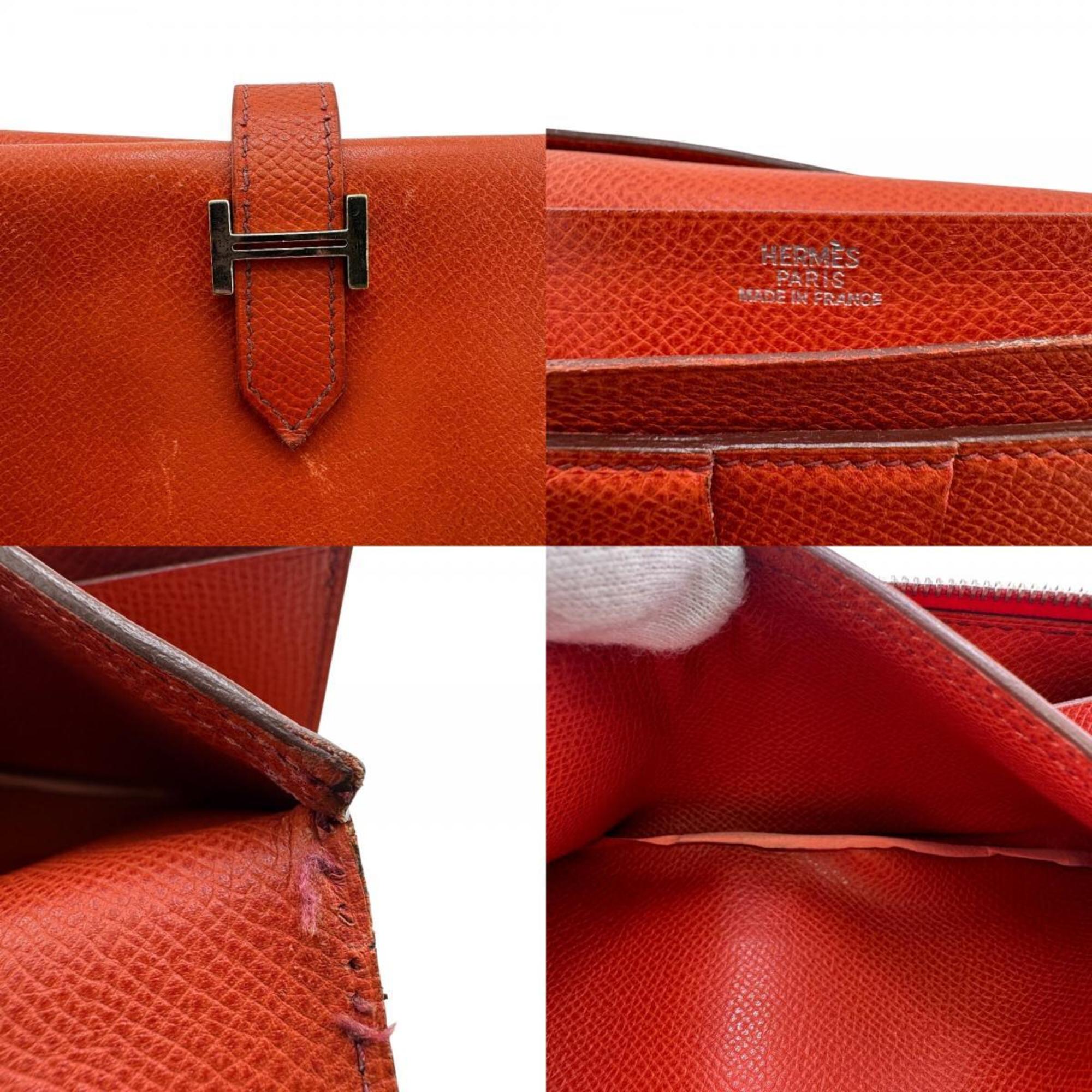 Hermes Orange Epsom Leather Long Wallet (Bi-Fold) (Pre-Owned)