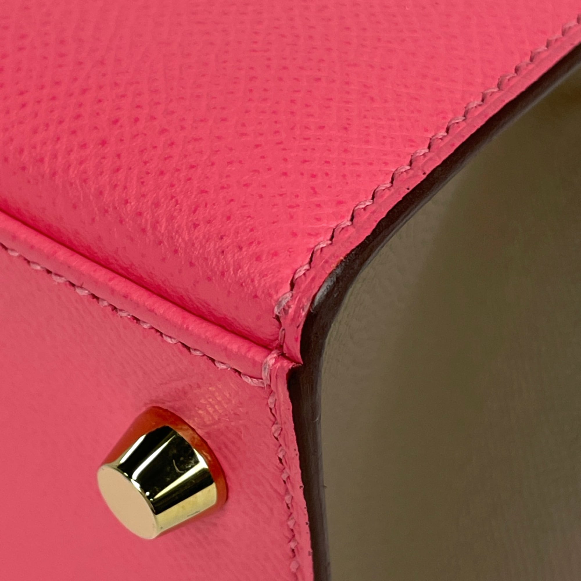Hermes Kelly Etoupe Gray Rose Azalee Epsom Leather Handbag Shoulder Bag (Pre-Owned)